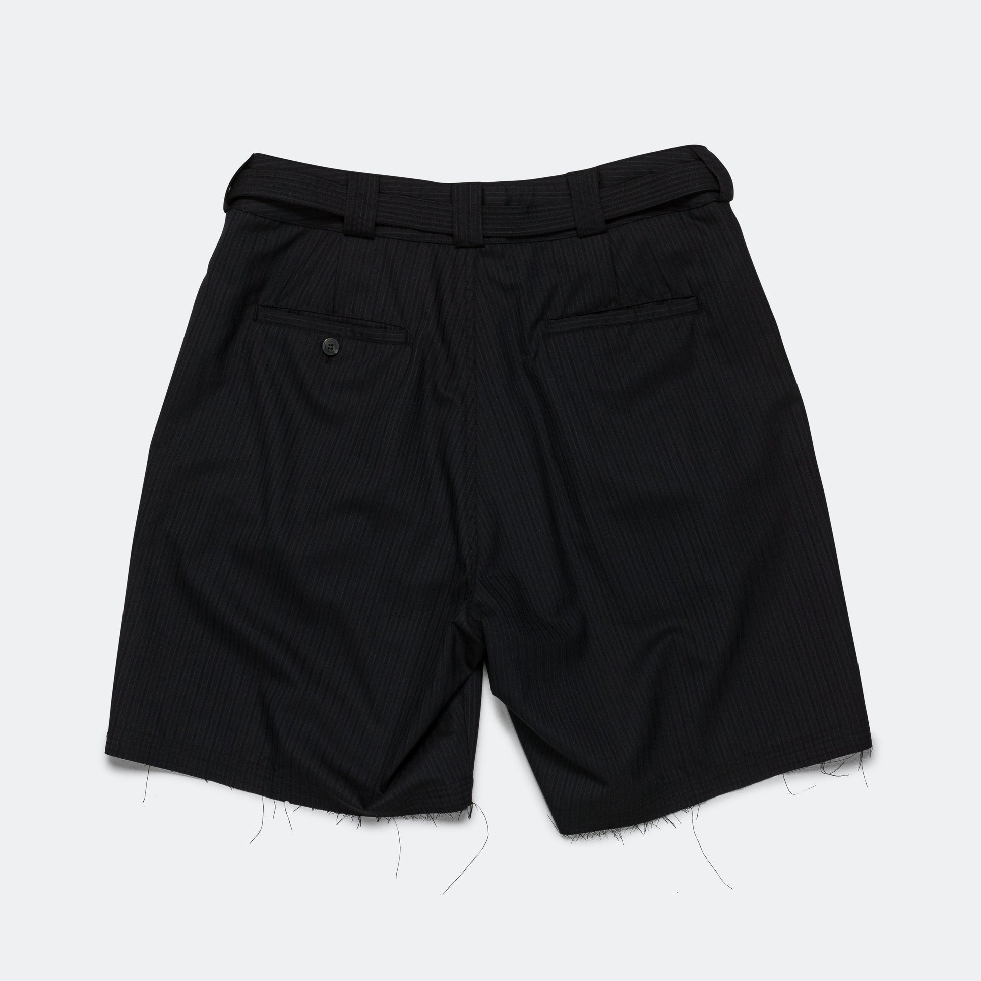 Pleated Suit Short - Black Pinstripe