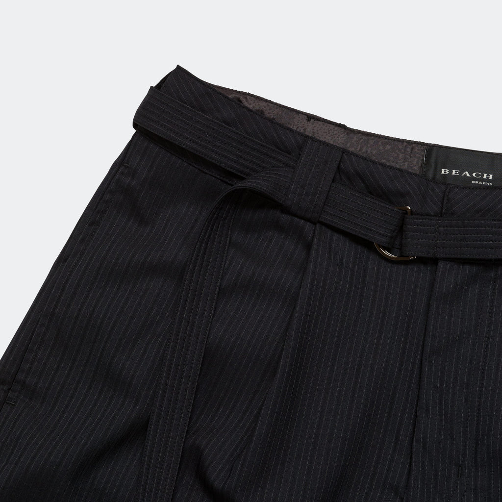 Pleated Suit Short - Black Pinstripe
