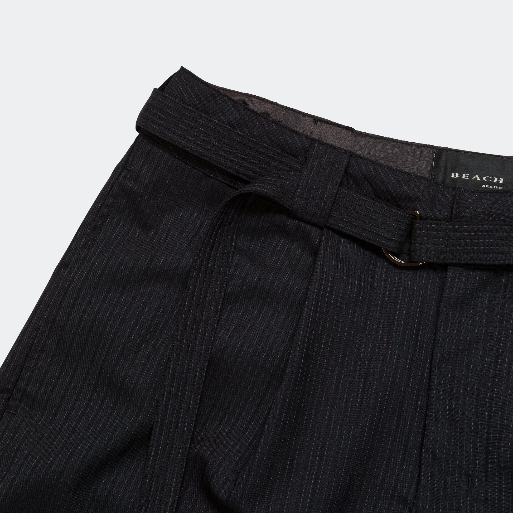 Pleated Suit Short - Black Pinstripe