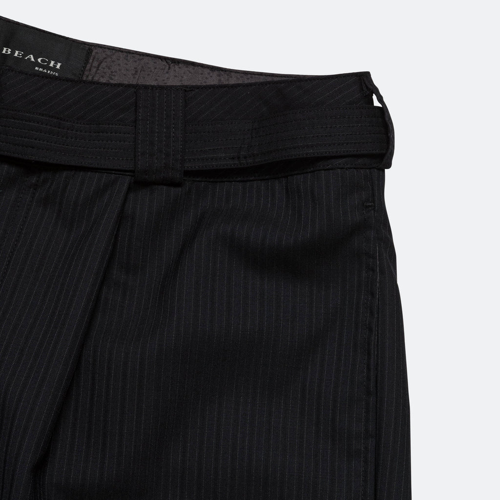 Pleated Suit Short - Black Pinstripe