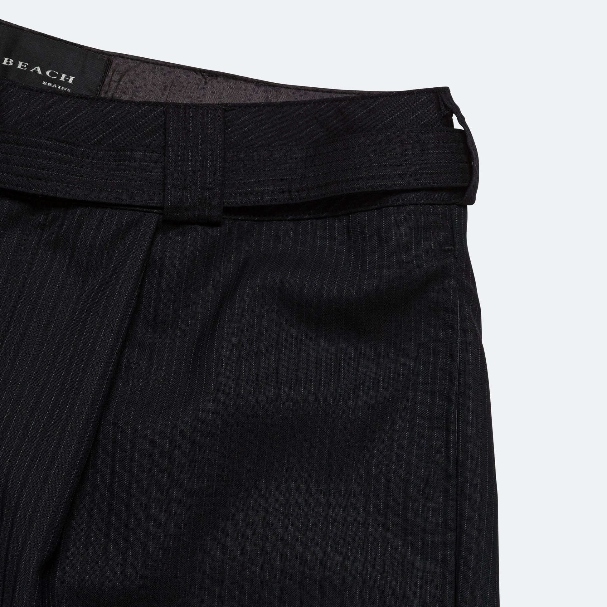Pleated Suit Short - Black Pinstripe
