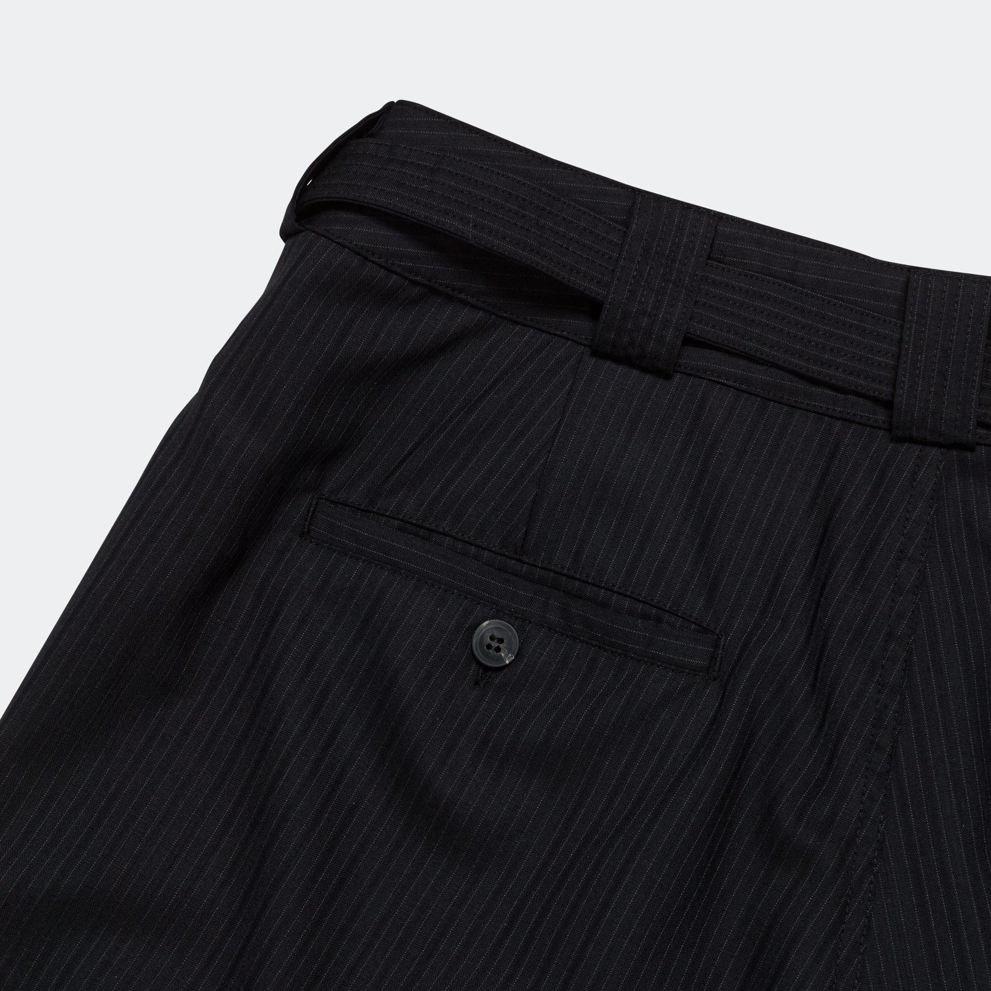 Pleated Suit Short - Black Pinstripe