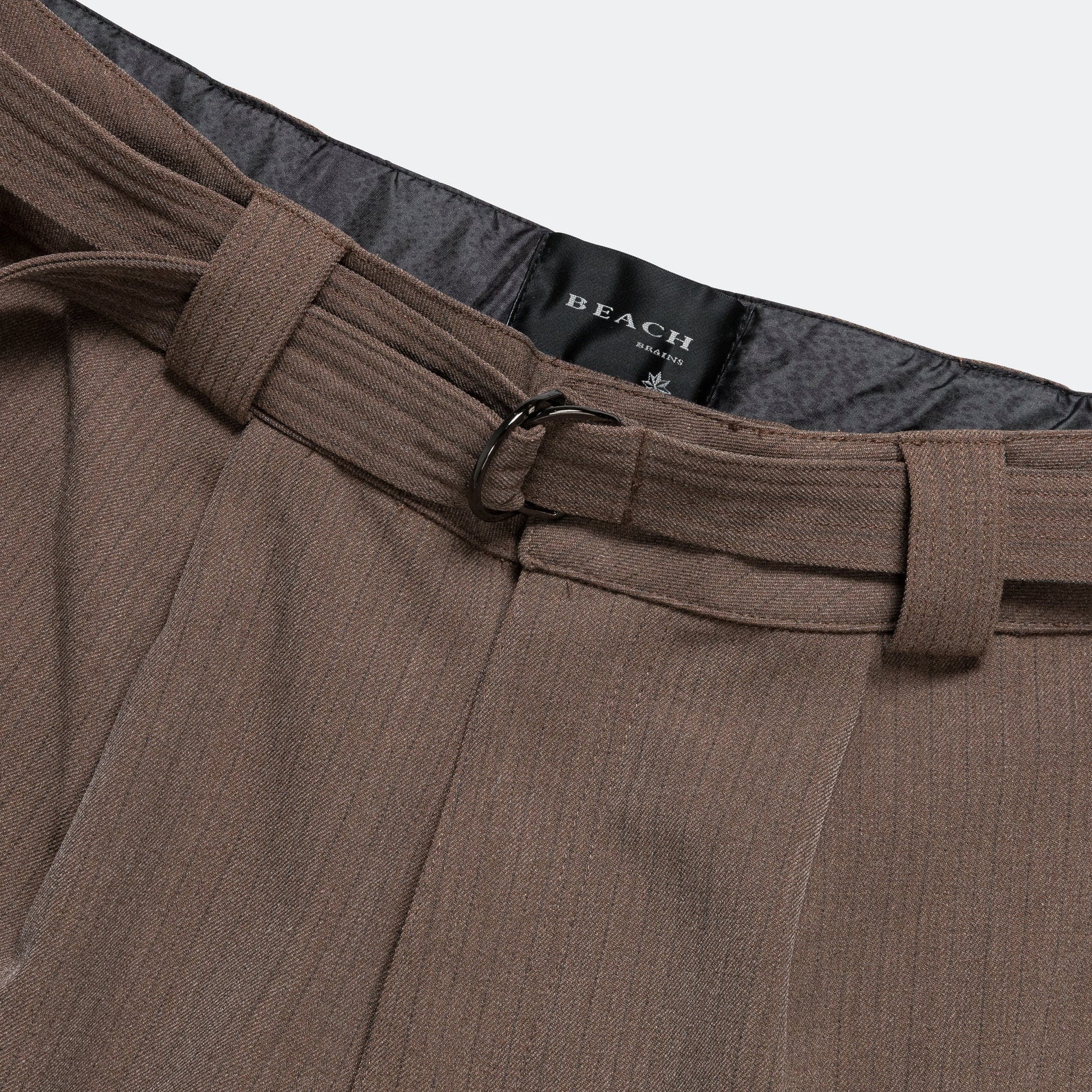 Pleated Suit Short - Taupe Pinstripe