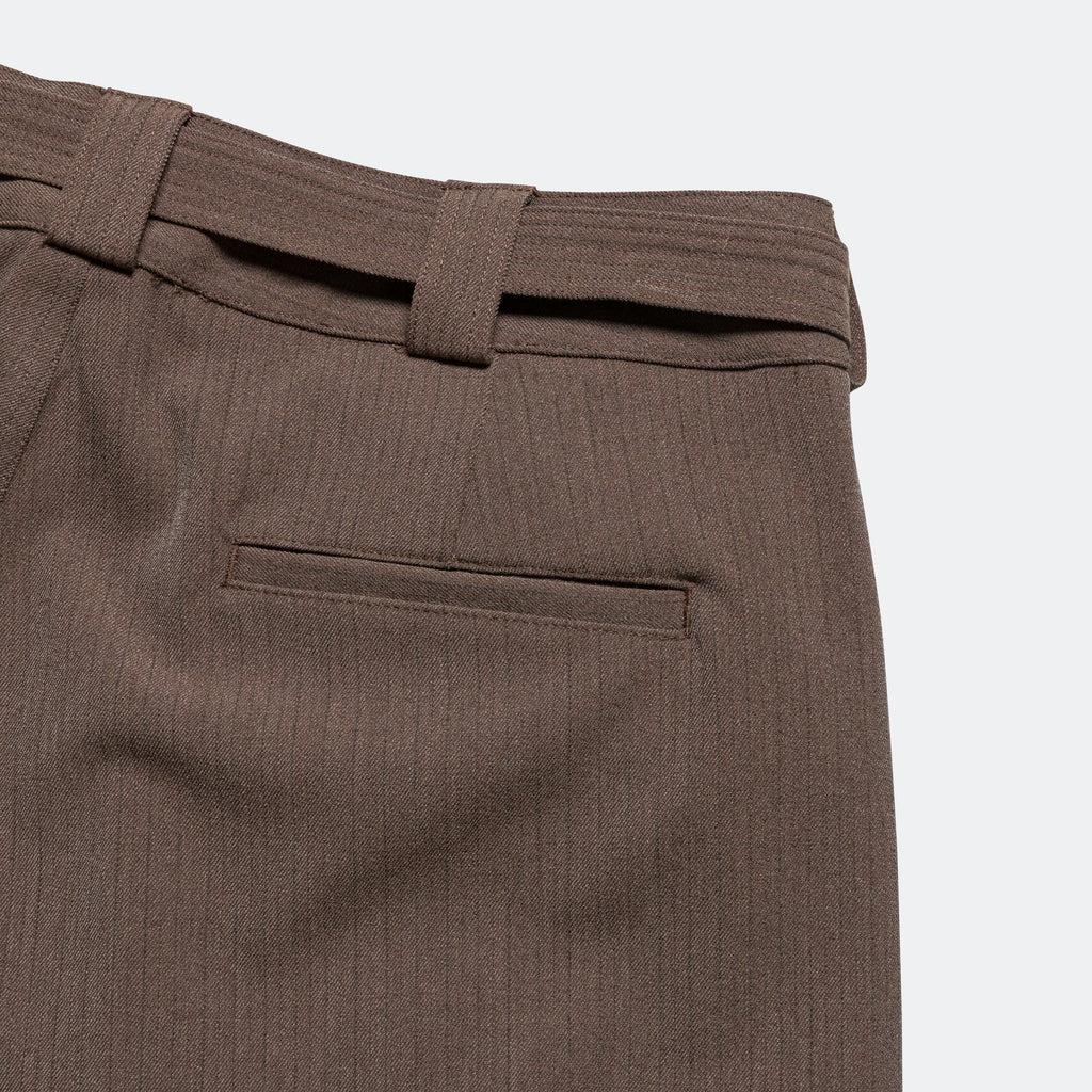 Pleated Suit Short - Taupe Pinstripe