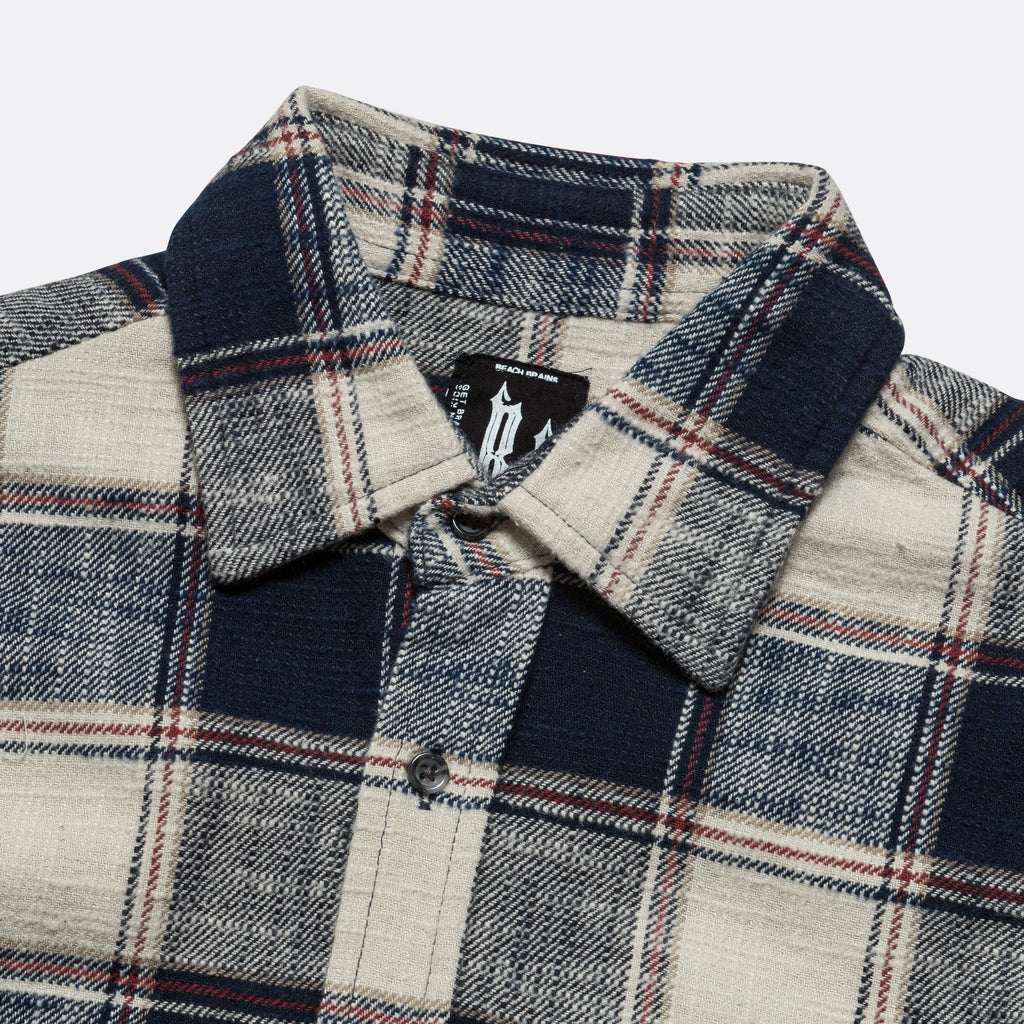 SS Pocket Shirt - Cream/Navy Plaid