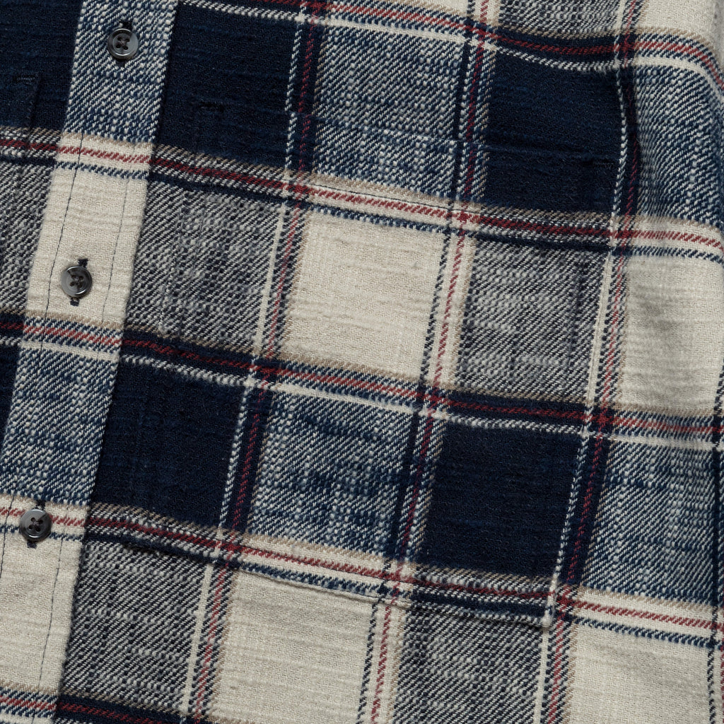 SS Pocket Shirt - Cream/Navy Plaid