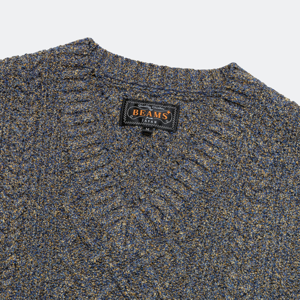 Cotton Linen Vest Alan Pattern - Navy