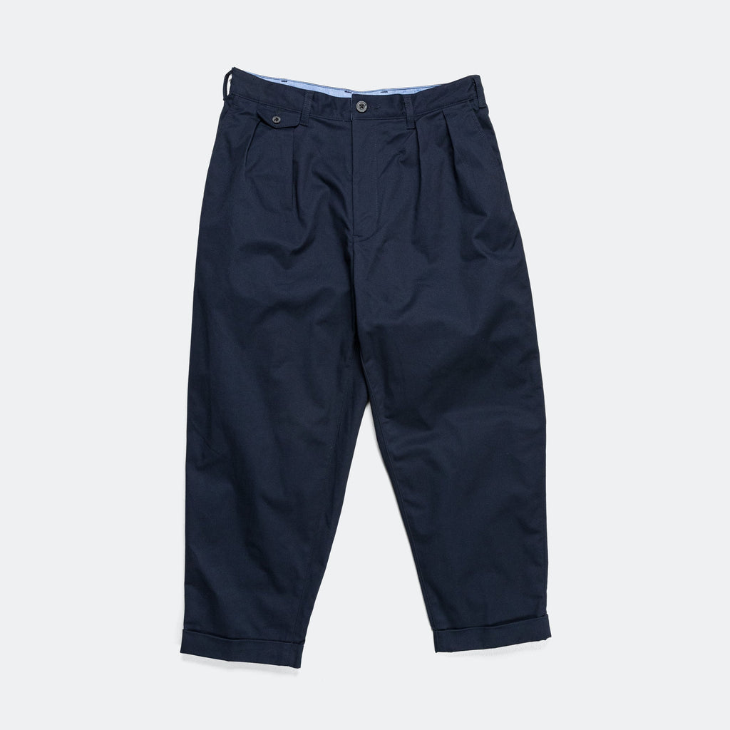 2 Pleat Twill Pants - Navy