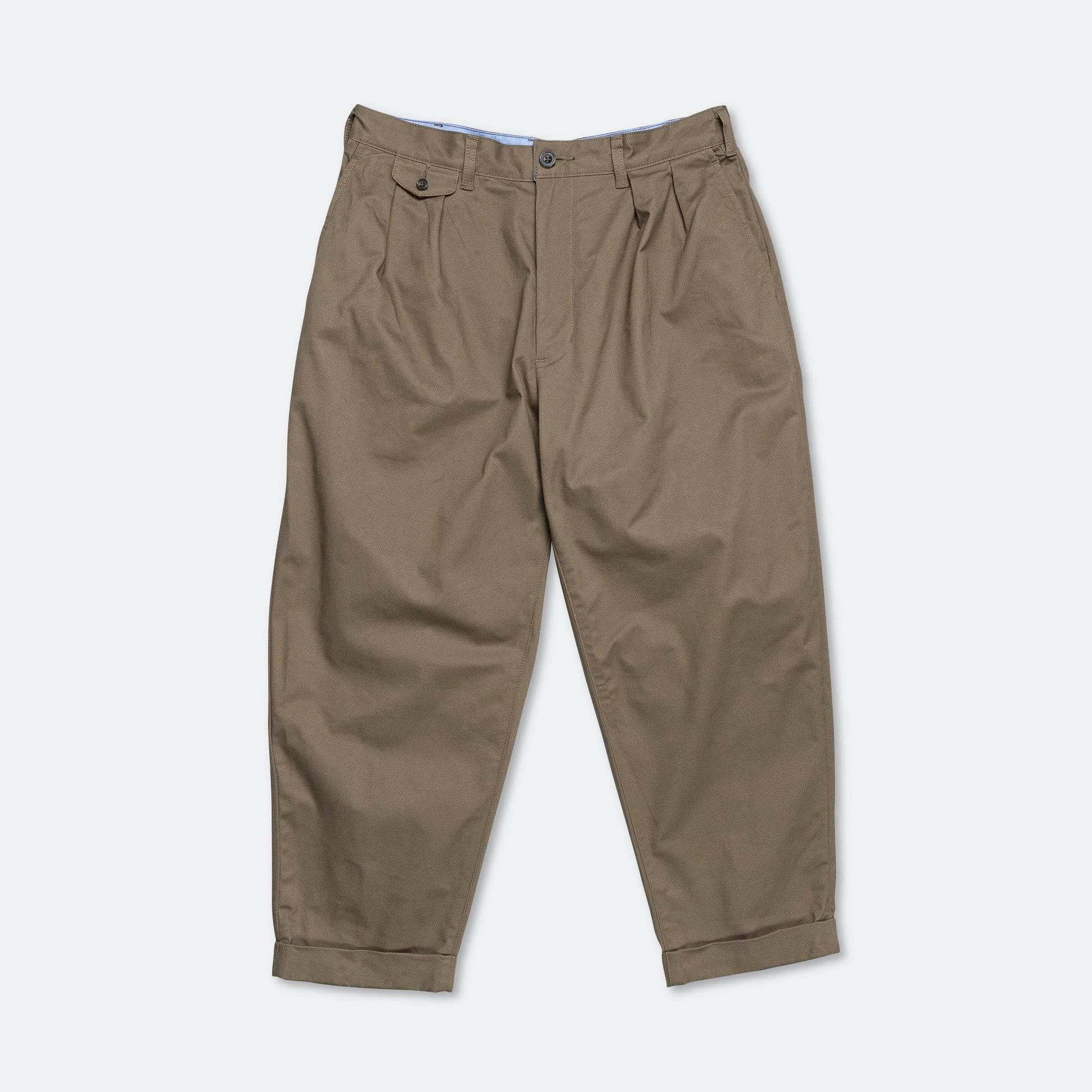 2 Pleat Twill Pants - Olive