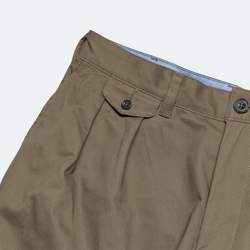 2 Pleat Twill Pants - Olive