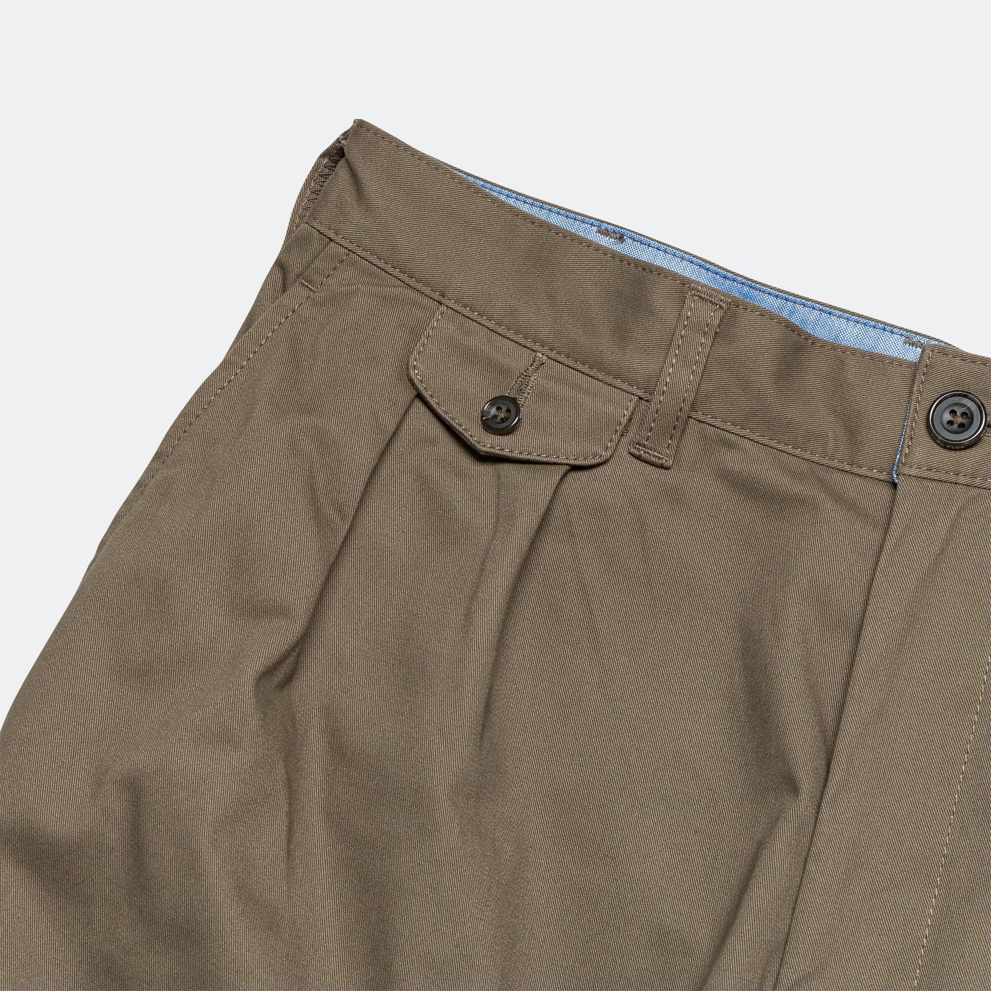 2 Pleat Twill Pants - Olive