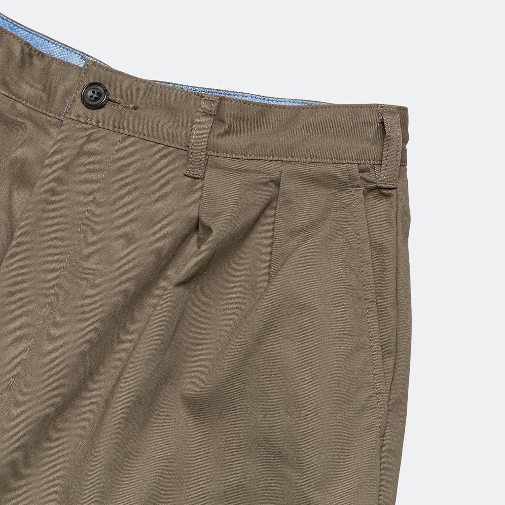2 Pleat Twill Pants - Olive