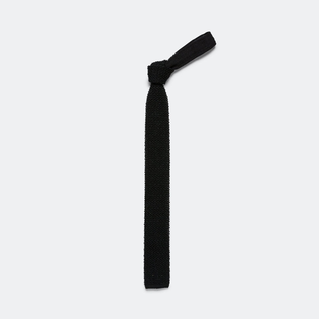 Cotton Knit Tie Solid - Black
