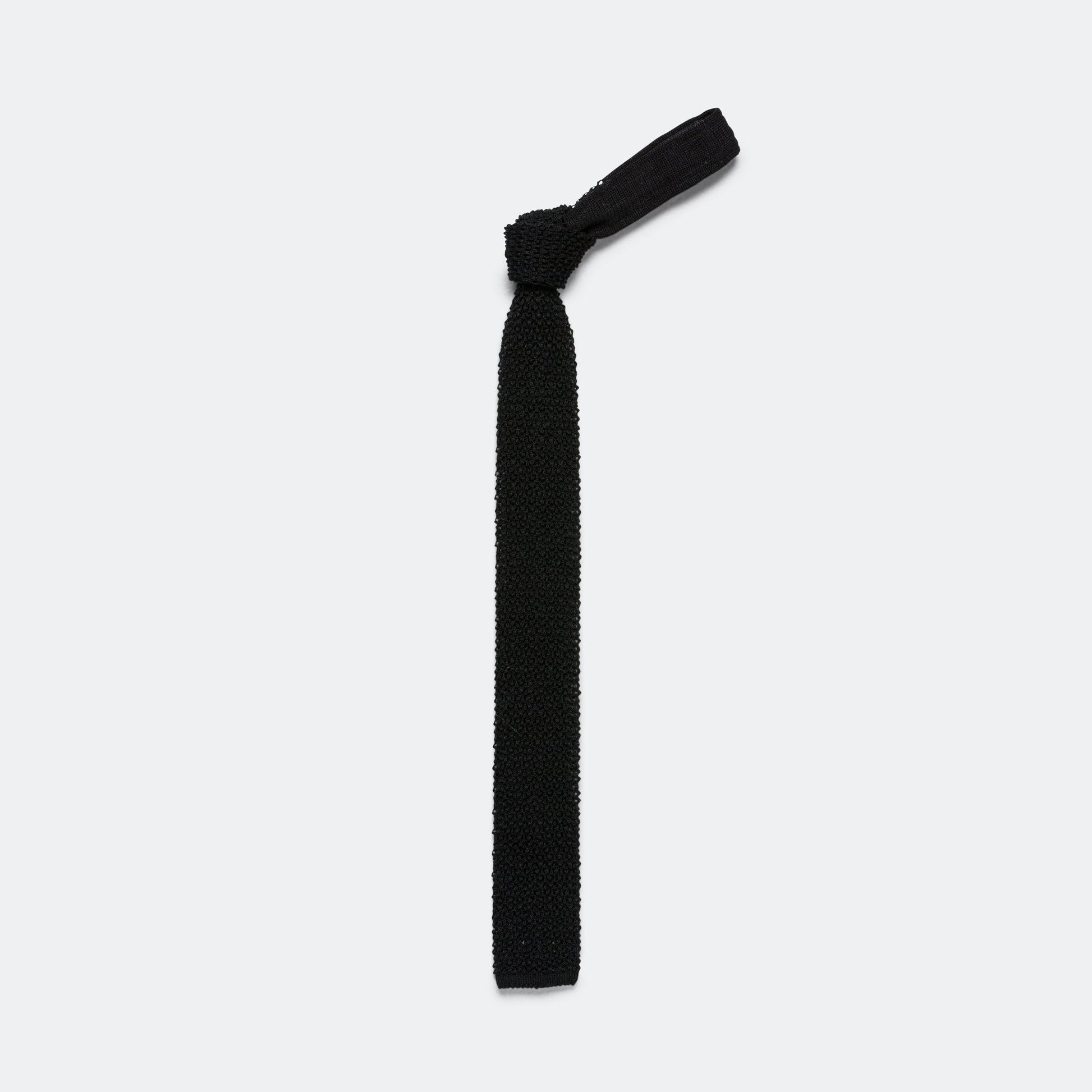 Cotton Knit Tie Solid - Black