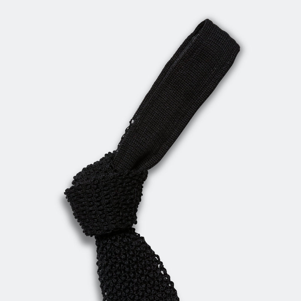 Cotton Knit Tie Solid - Black
