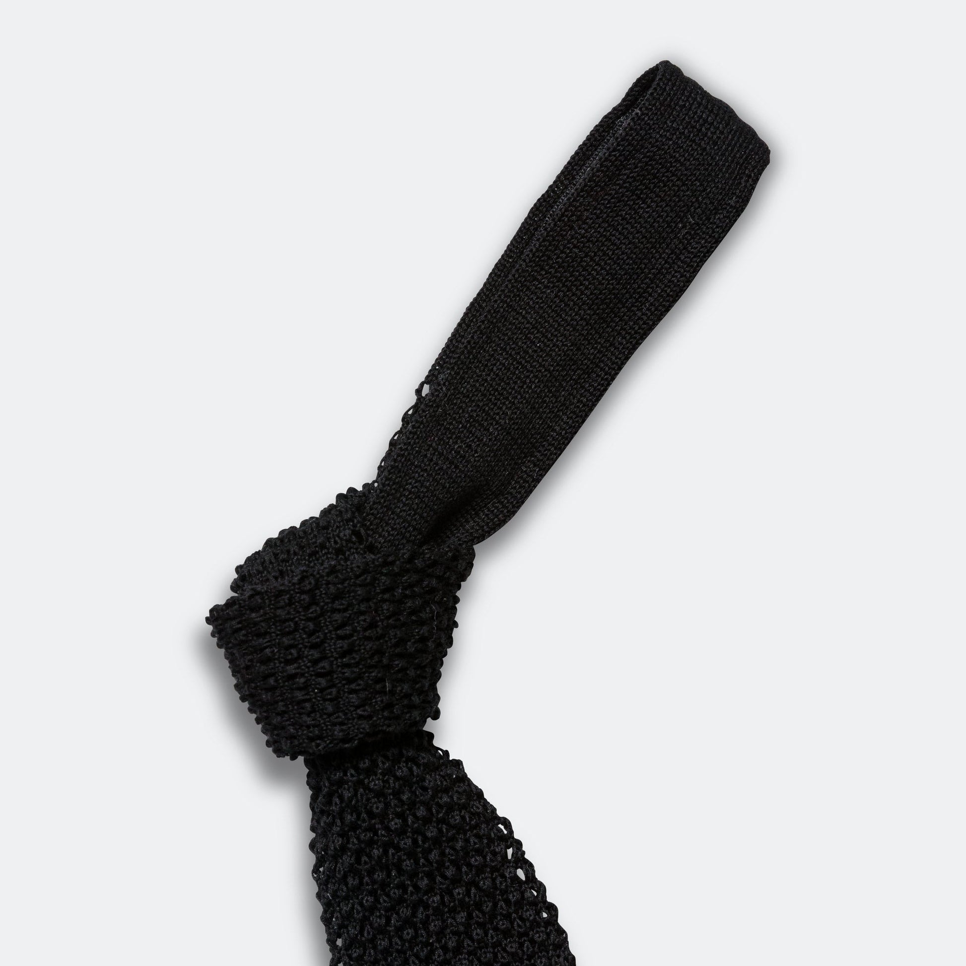 Cotton Knit Tie Solid - Black