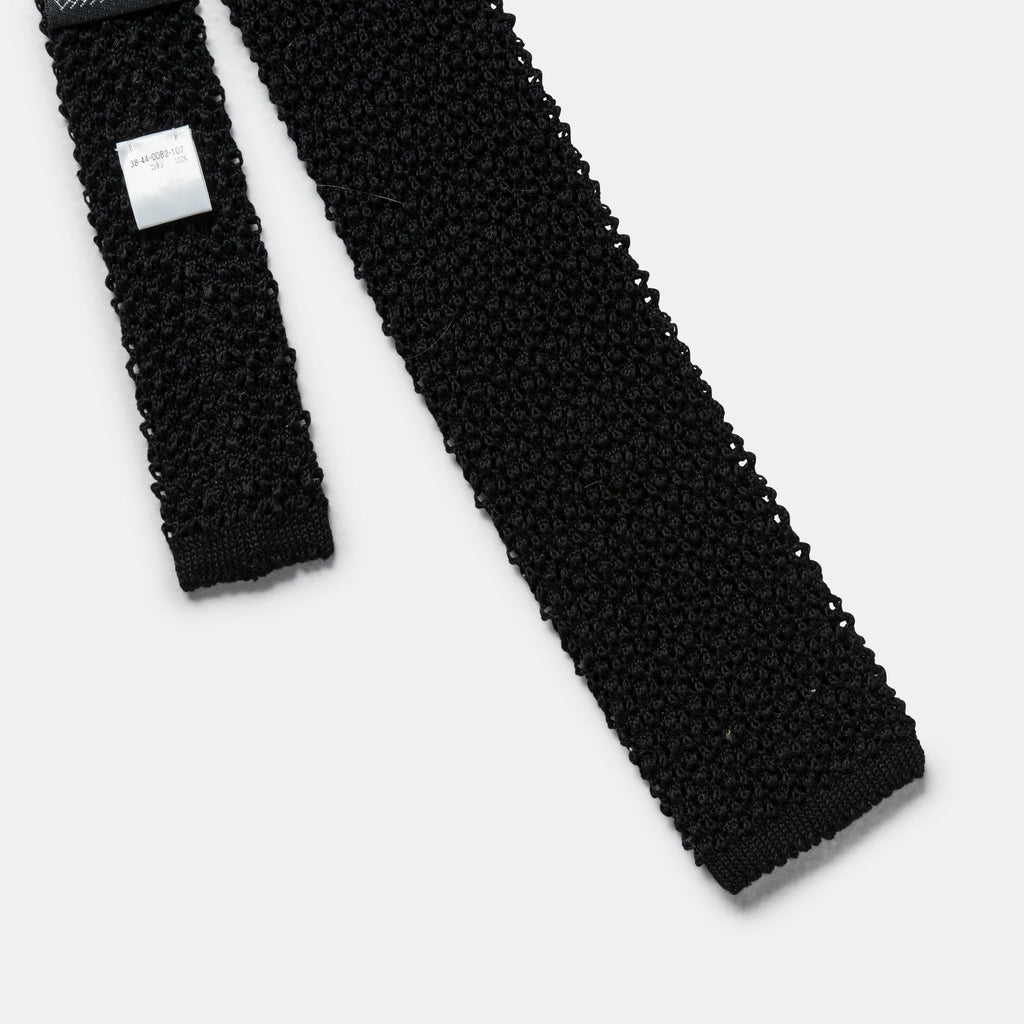 Cotton Knit Tie Solid - Black