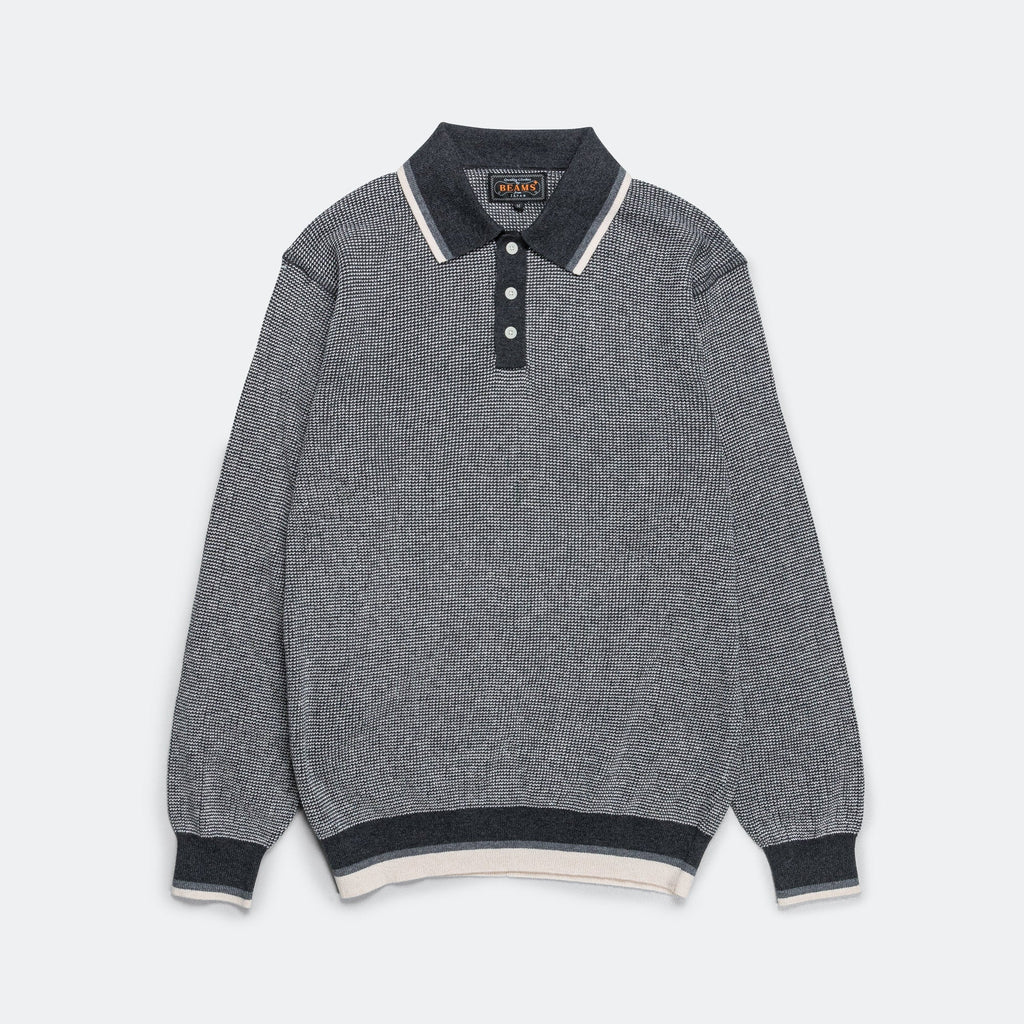 Knit Polo Collar Line - Charcoal Grey