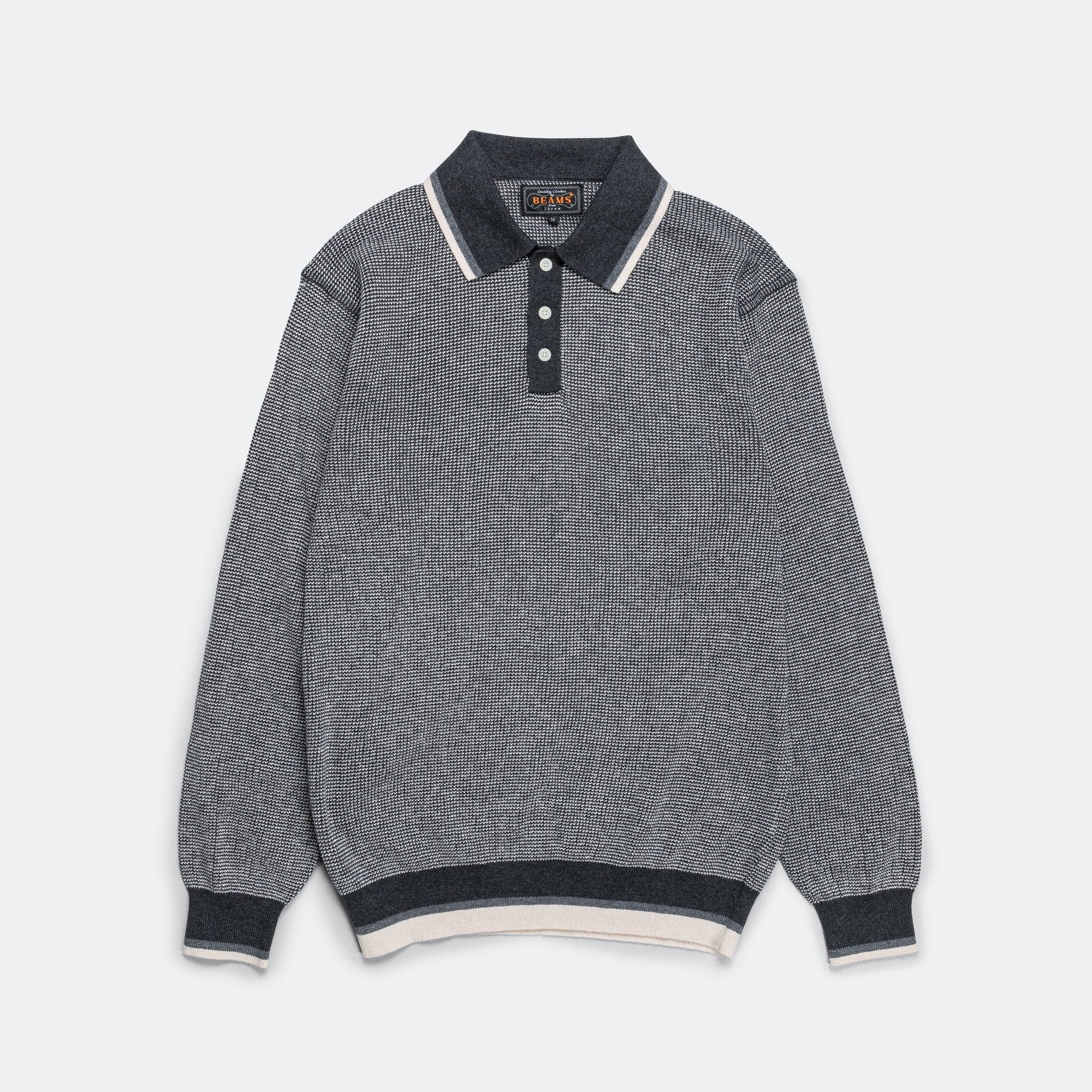 Knit Polo Collar Line - Charcoal Grey