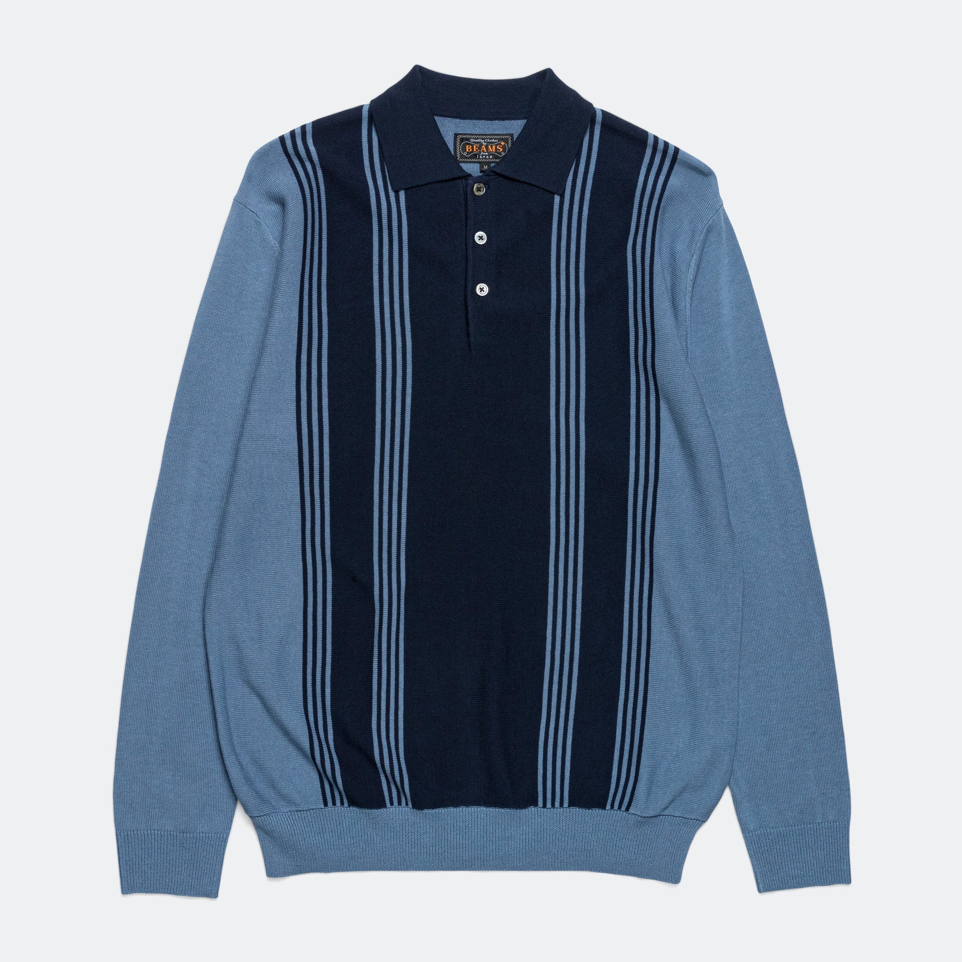 Knit Polo Stripe 12G - Blue
