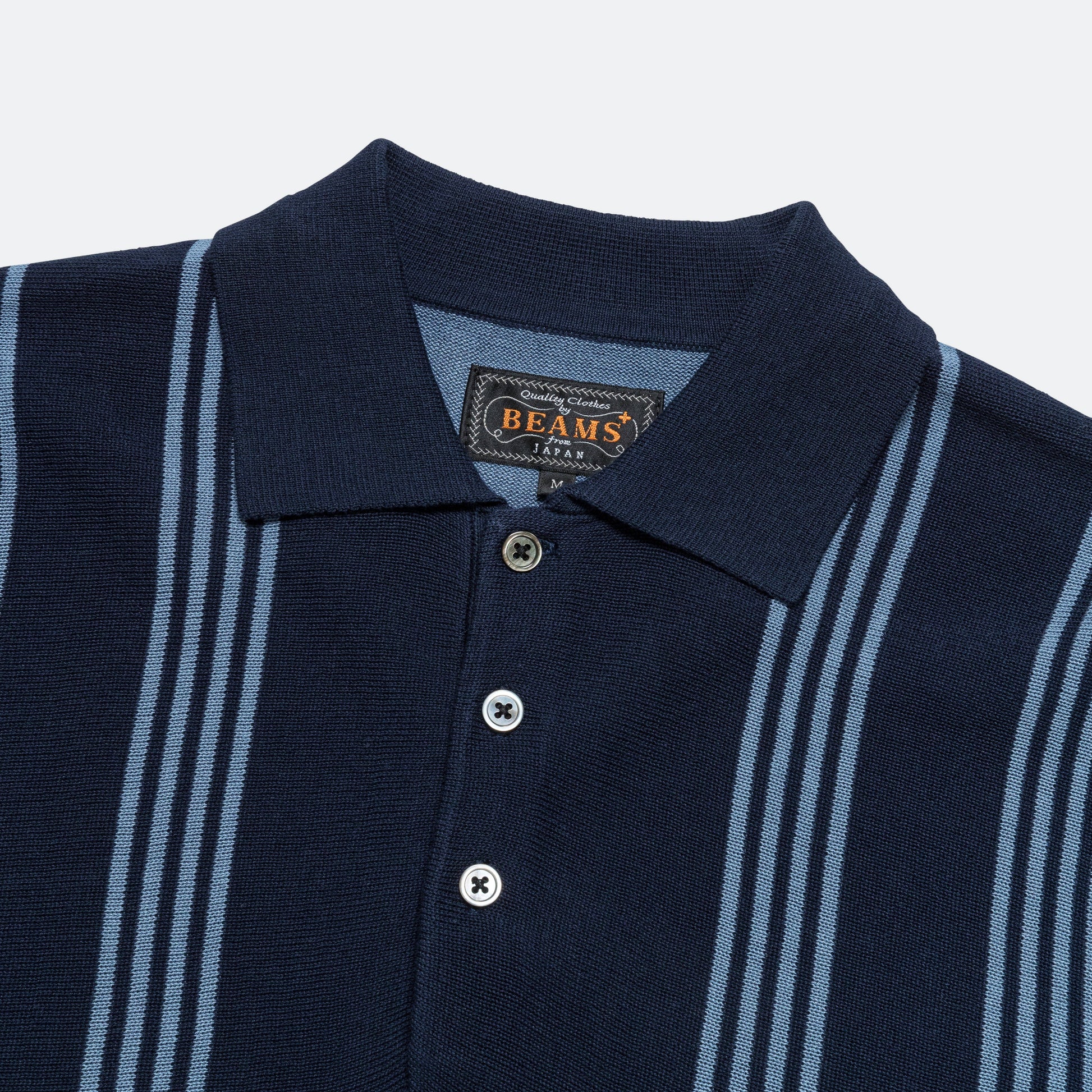 Knit Polo Stripe 12G - Blue