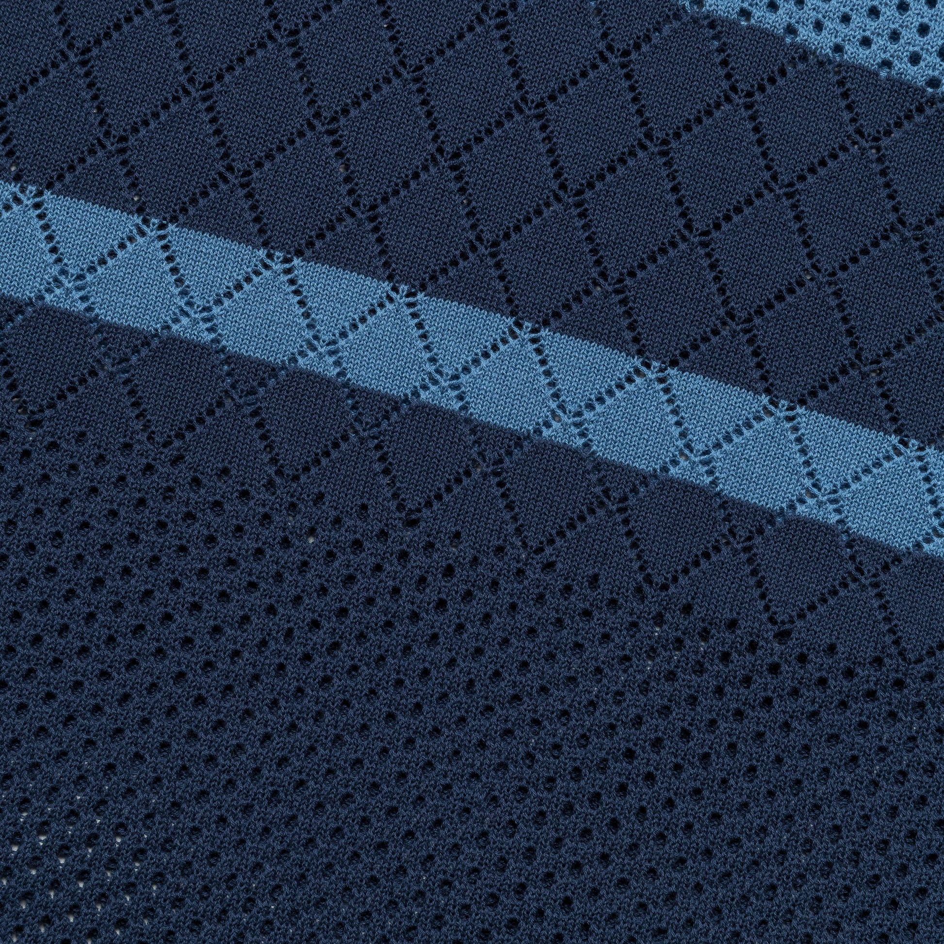Knit Polo Mesh Stripe - Navy