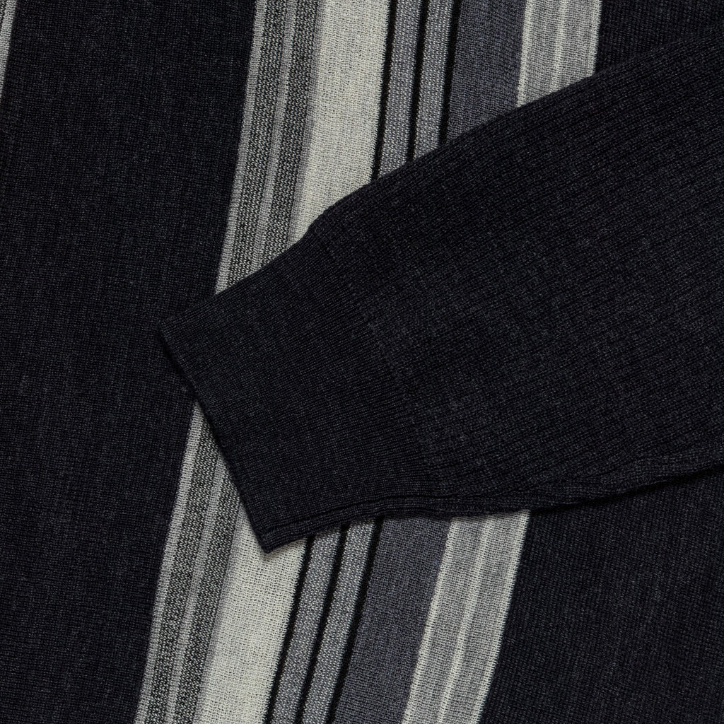 Knit Polo Stripe - Charcoal Grey