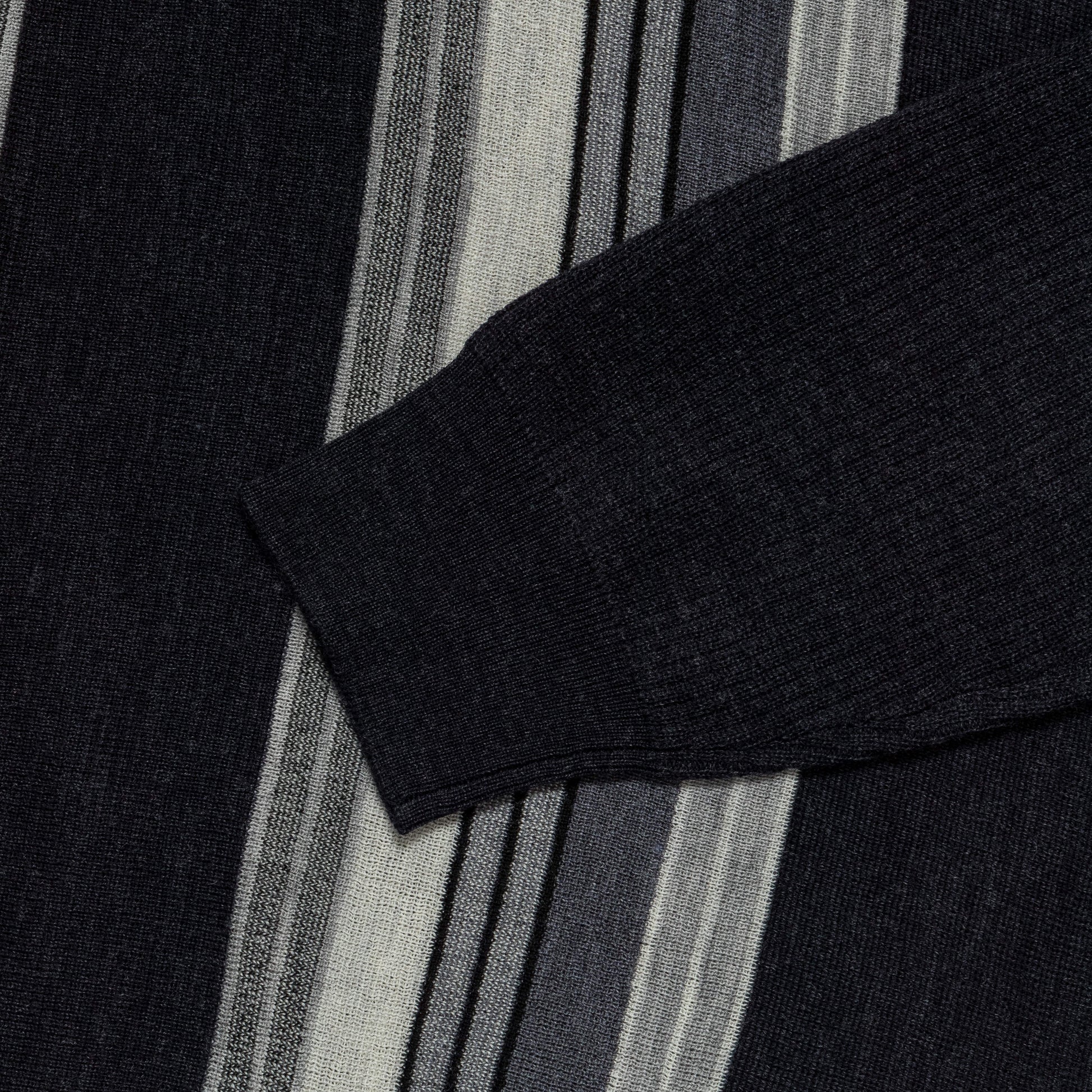 Knit Polo Stripe - Charcoal Grey