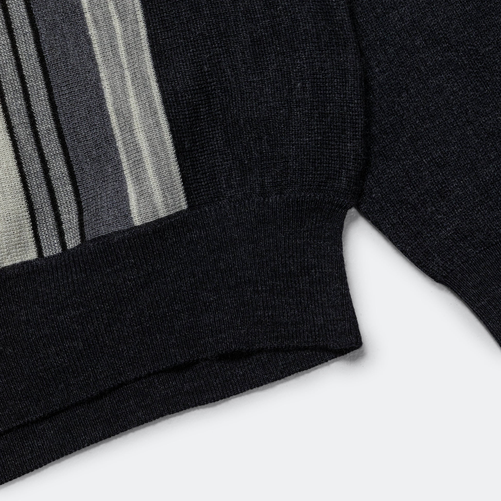 Knit Polo Stripe - Charcoal Grey
