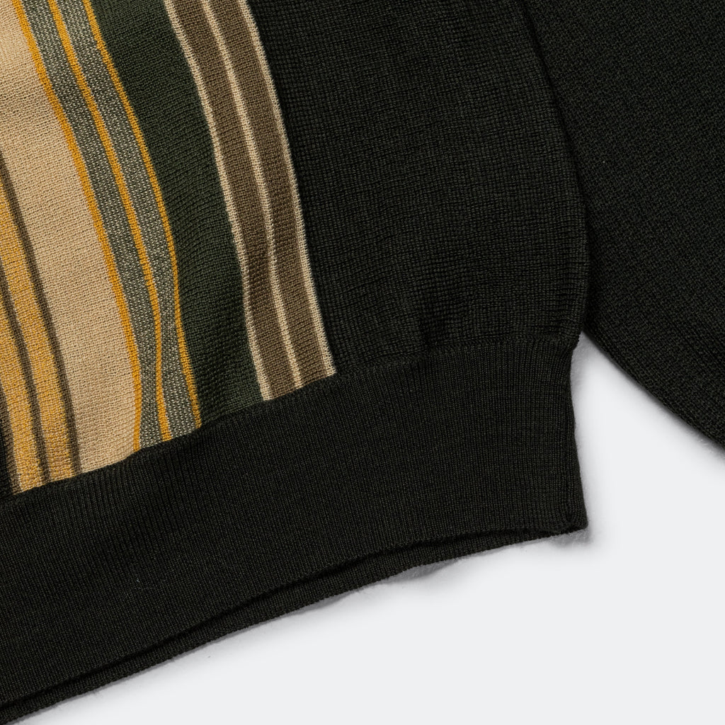 Knit Polo Stripe - Dark Green