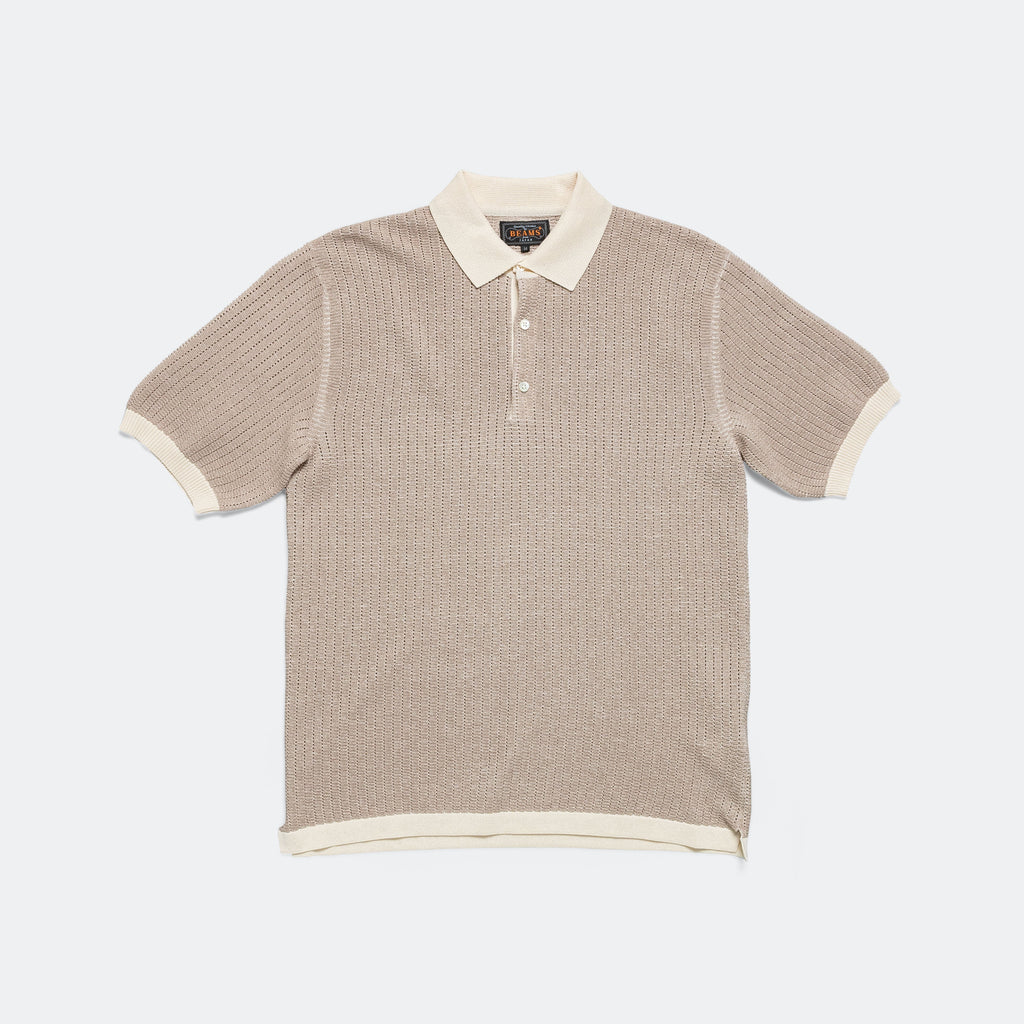 Knit Polo 'WASHI' 2 Tone - Off White