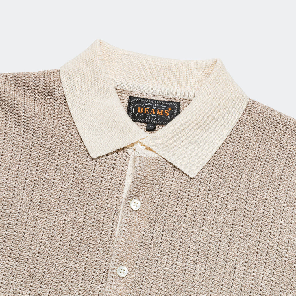Knit Polo 'WASHI' 2 Tone - Off White
