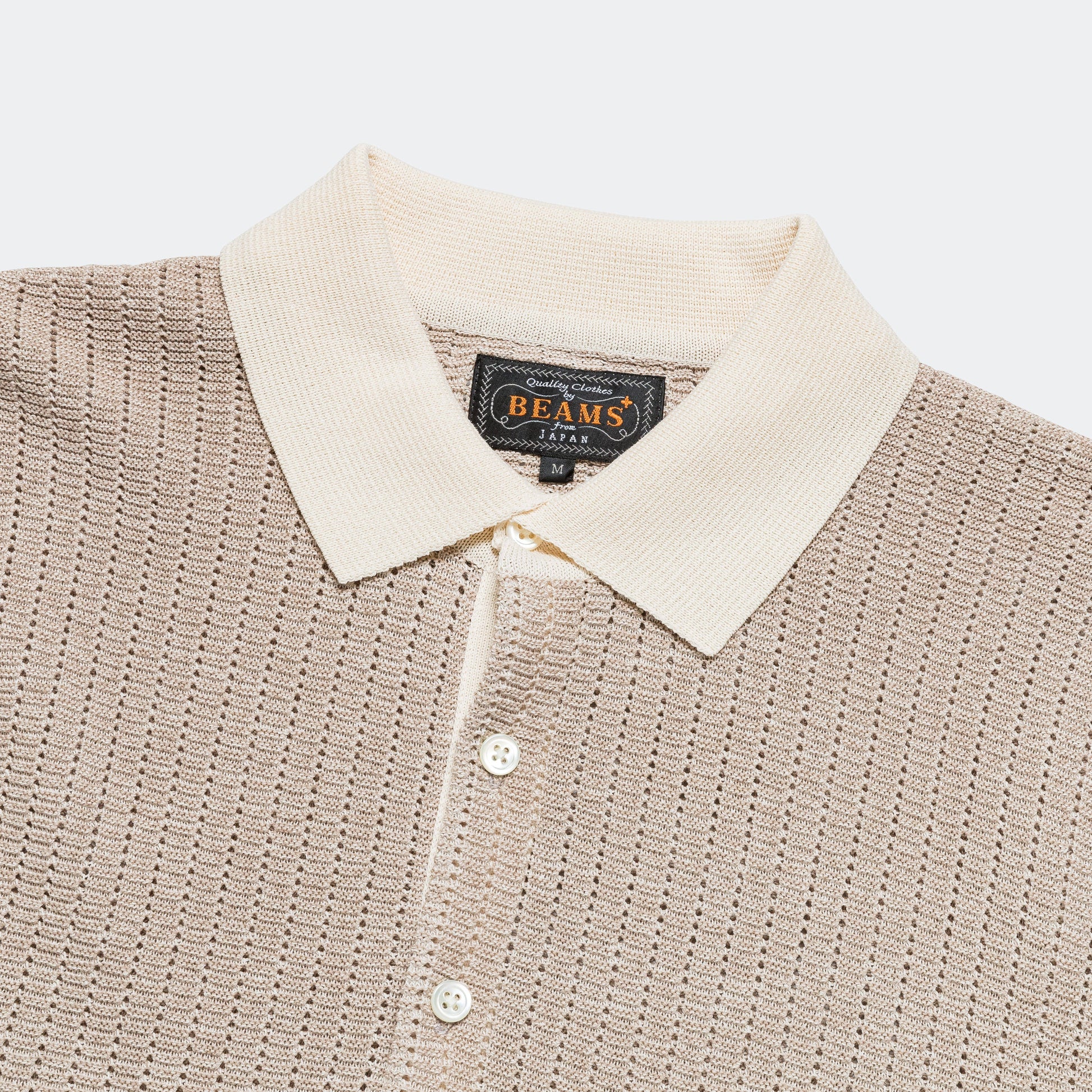 Knit Polo 'WASHI' 2 Tone - Off White