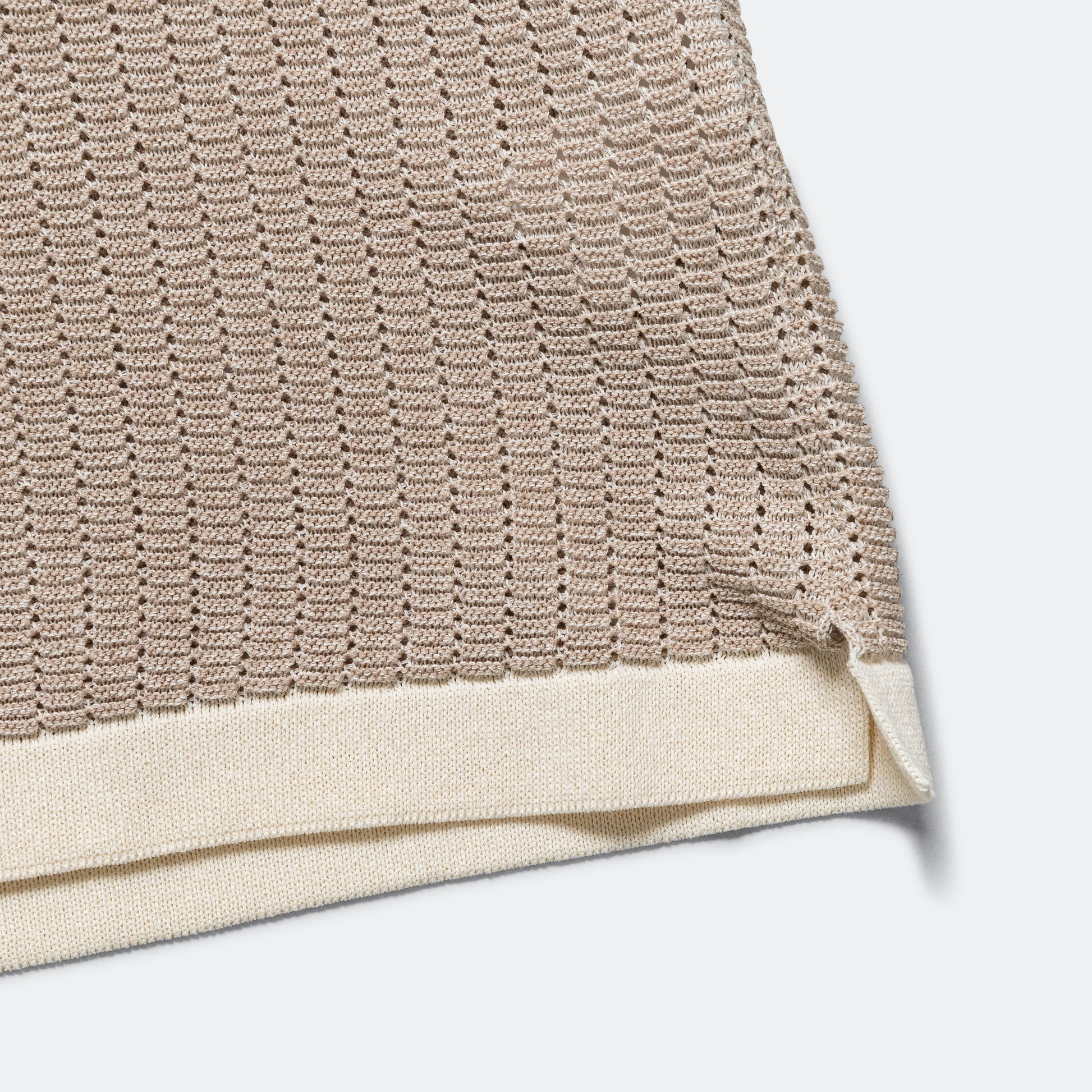 Knit Polo 'WASHI' 2 Tone - Off White