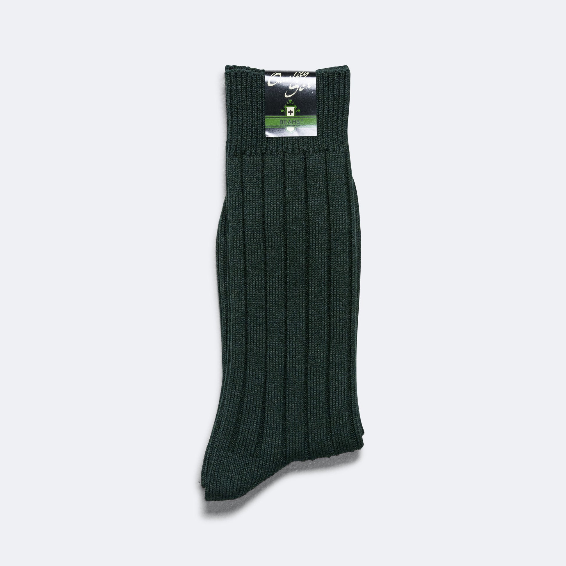 Solid Ribs Socks - Green