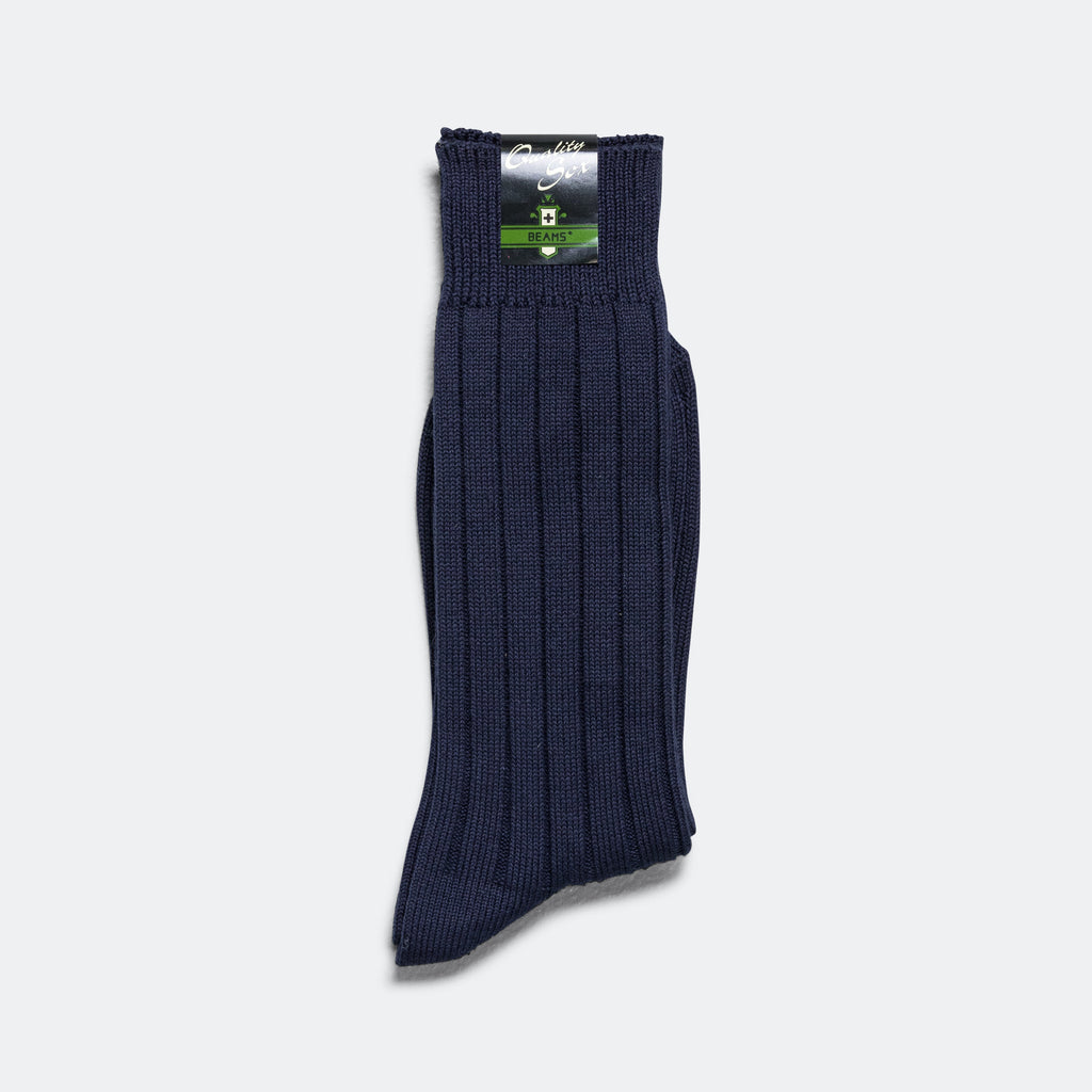 Solid Ribs Socks - Navy