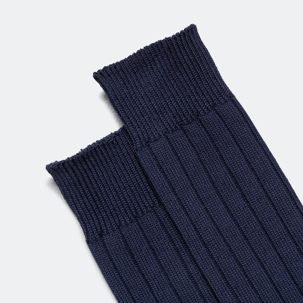 Solid Ribs Socks - Navy