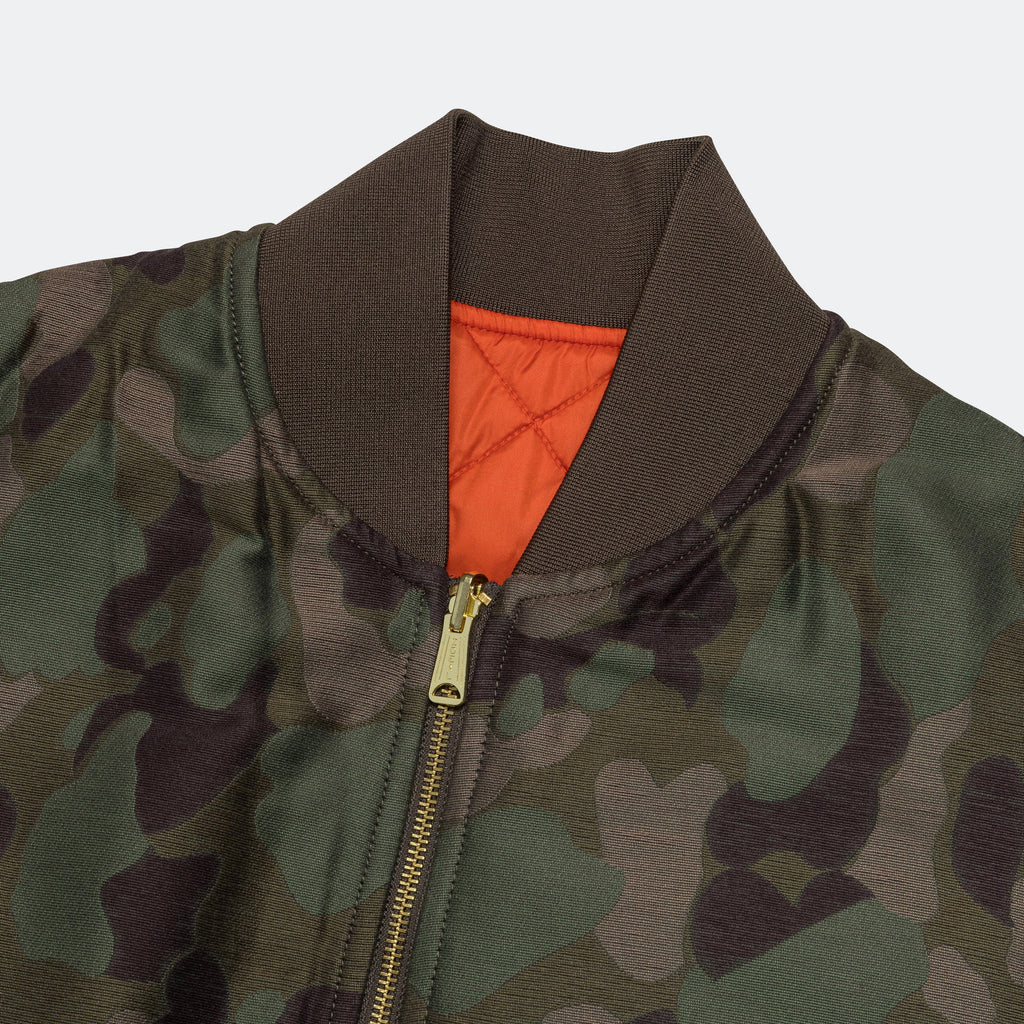 Reversible Duck Hunter Camo Puff Vest  - Olive Camo/Orange
