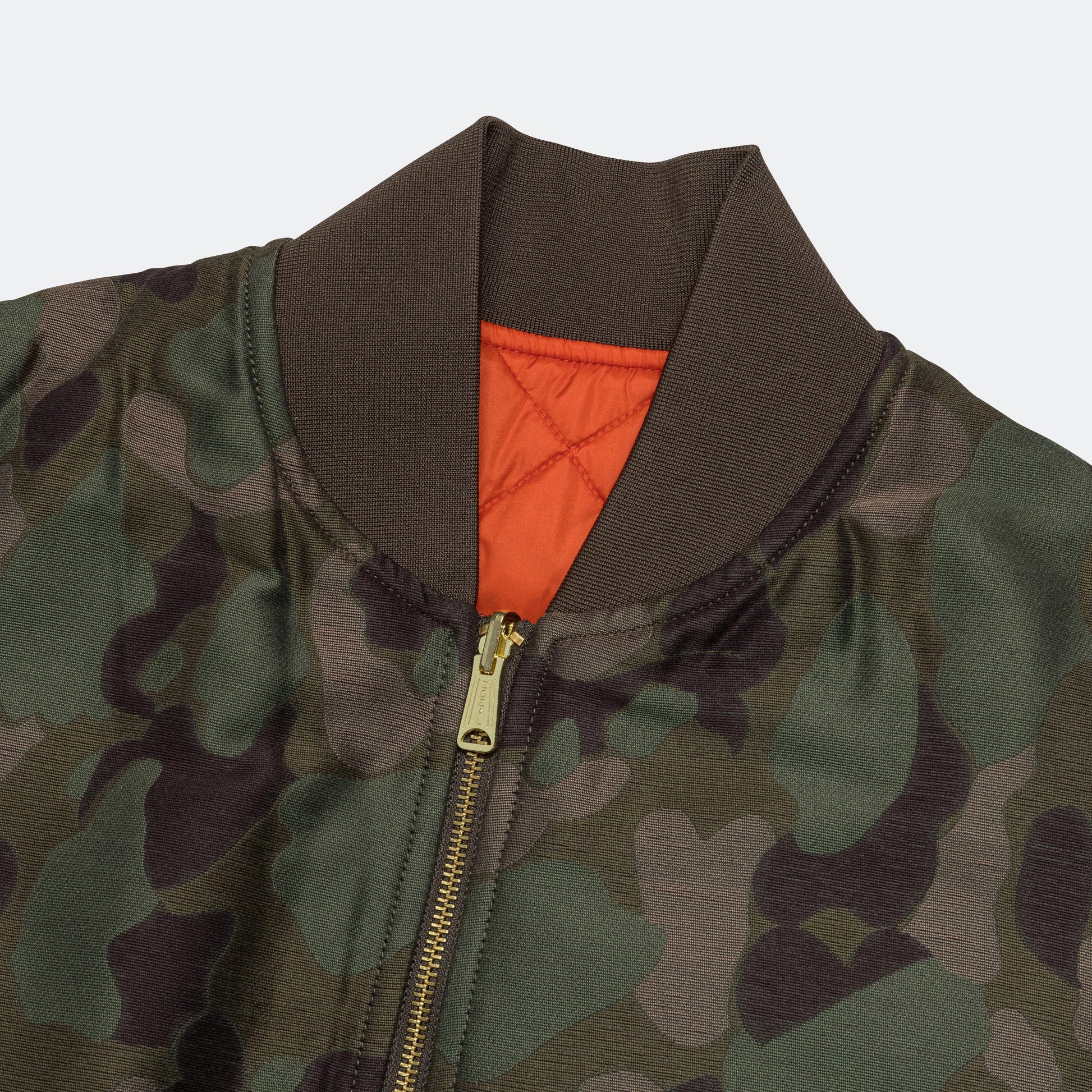Reversible Duck Hunter Camo Puff Vest  - Olive Camo/Orange
