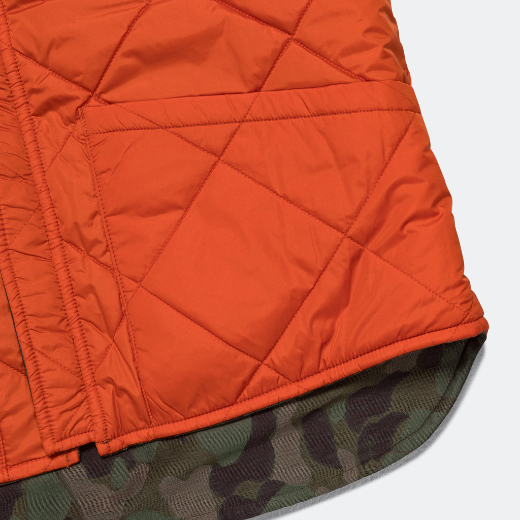 Reversible Duck Hunter Camo Puff Vest  - Olive Camo/Orange