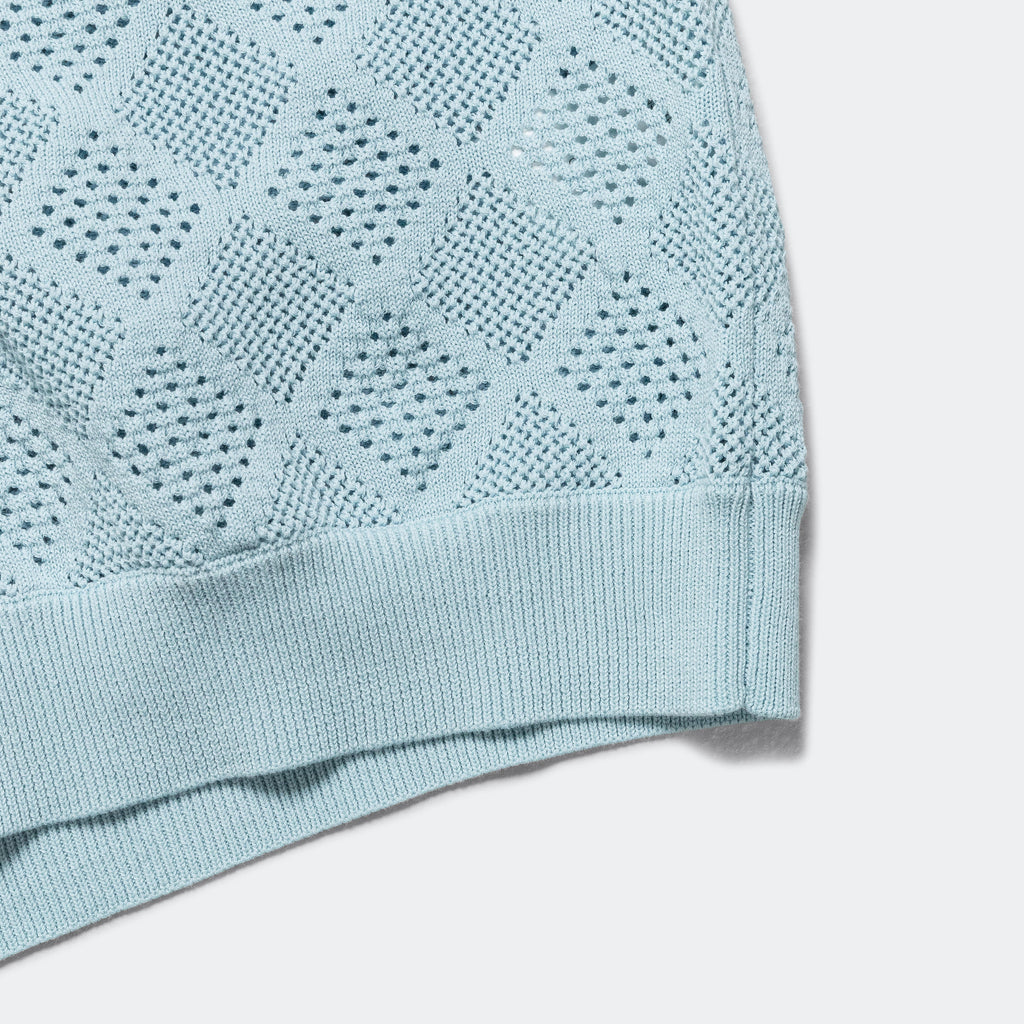 Zip Knit Polo Mesh - Sax