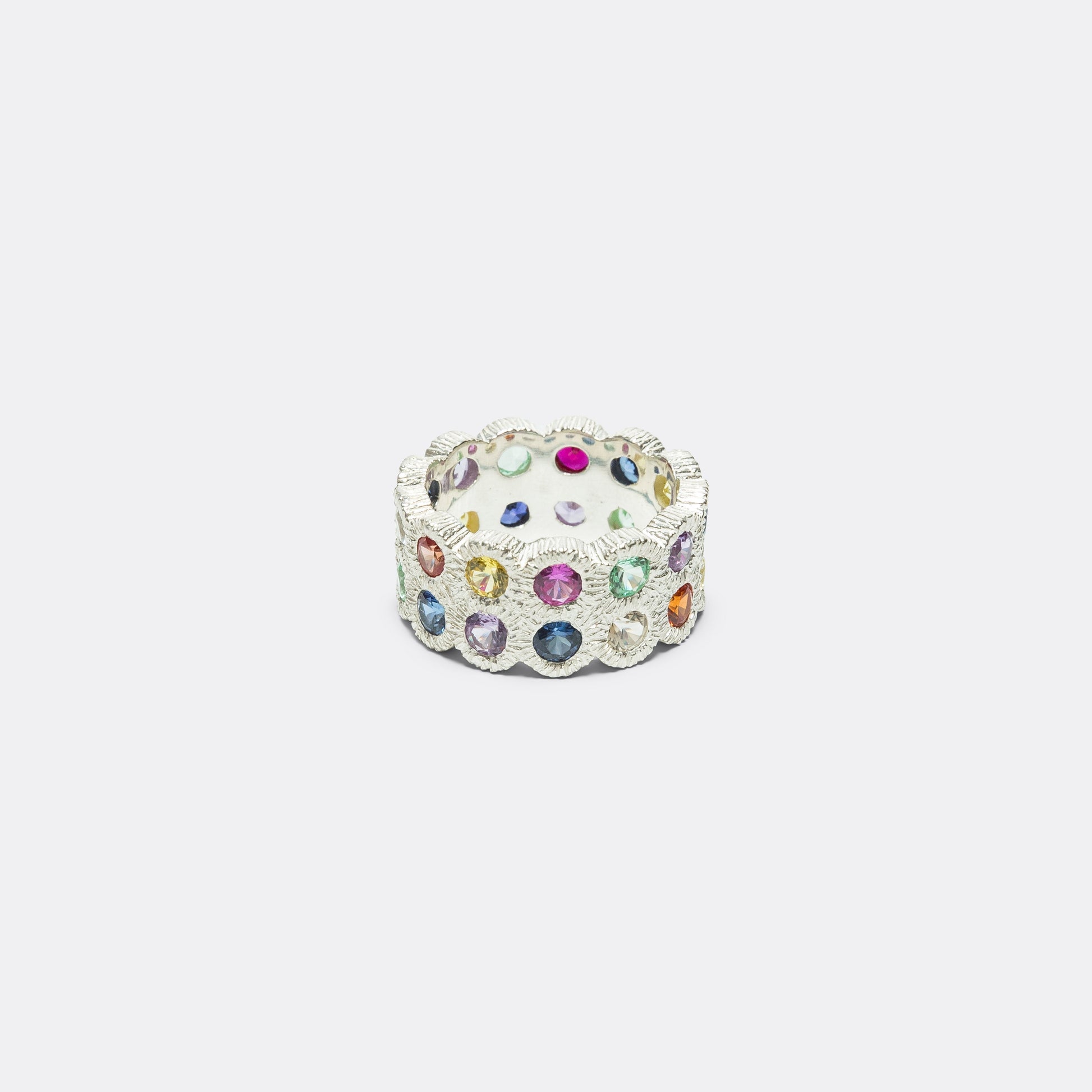 Flowers Grow Together Eternity Ring - Rainbow Sapphires/925 Silver