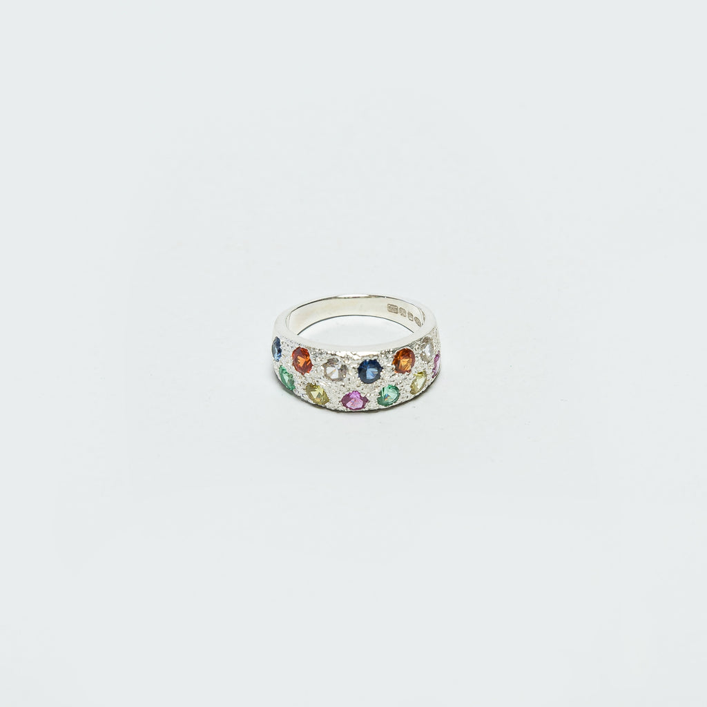 Riviera Ring - 925 Silver/Rainbow Sapphires