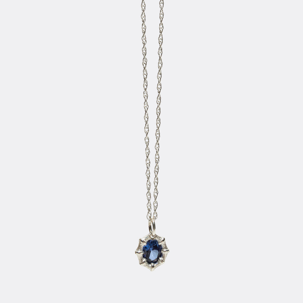Mini Bamboo Pendant - Blue Sapphire/925 Silver