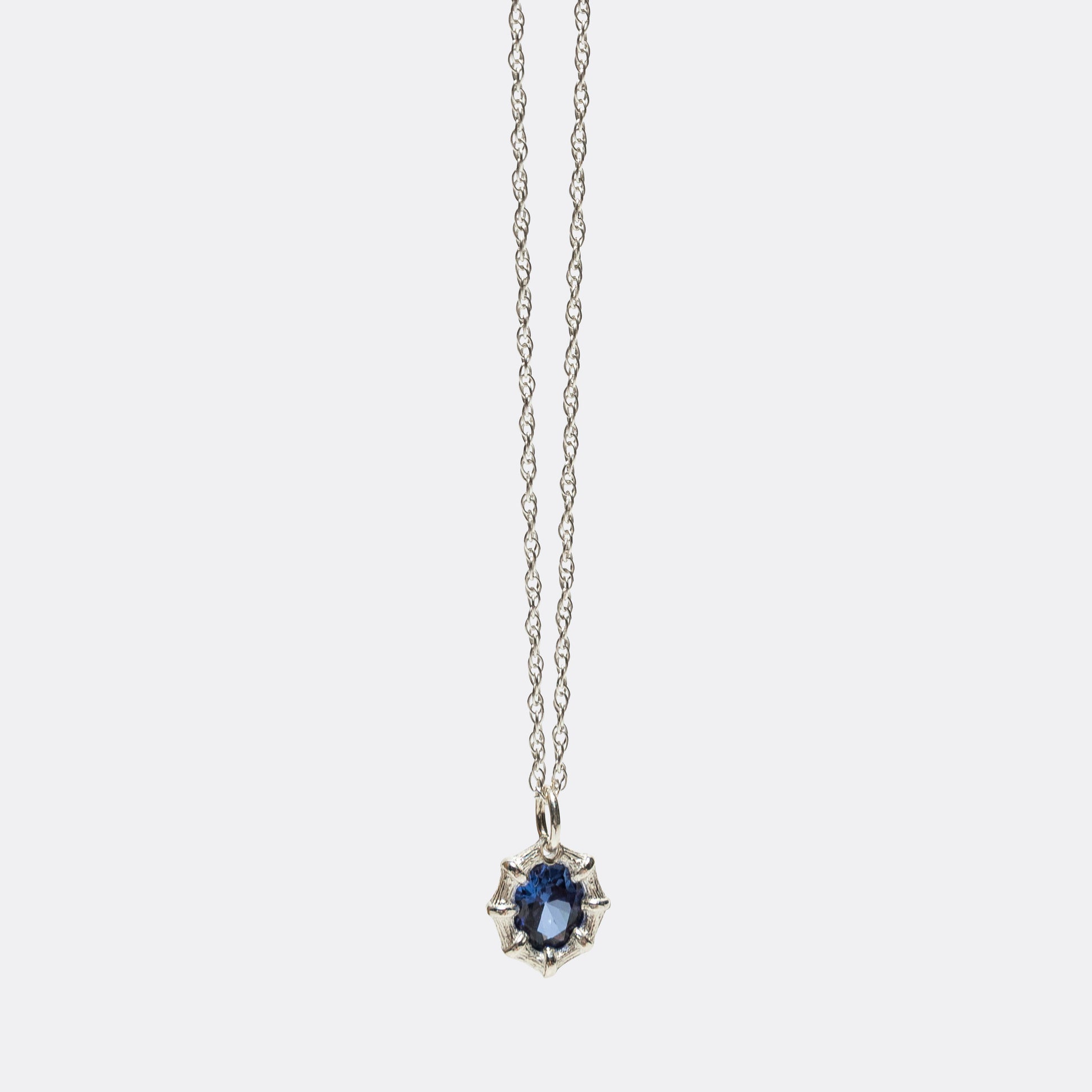 Mini Bamboo Pendant - Blue Sapphire/925 Silver