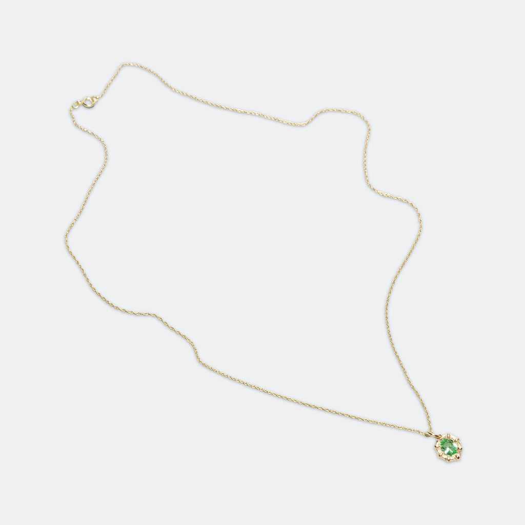 Mini Bamboo Pendant - Green Sapphire/9K Gold