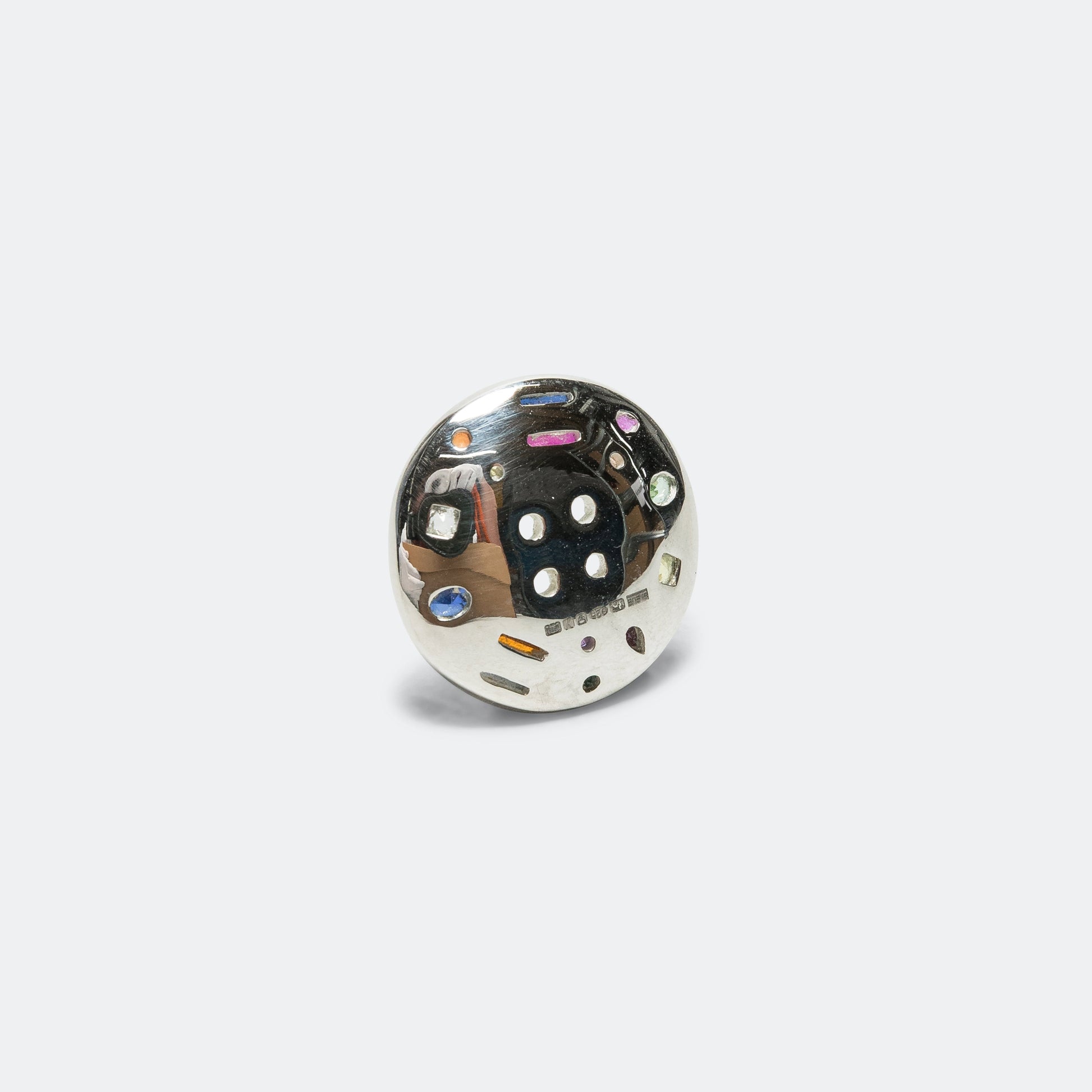 Cottage Garden Button - Rainbow Sapphires/925 Silver