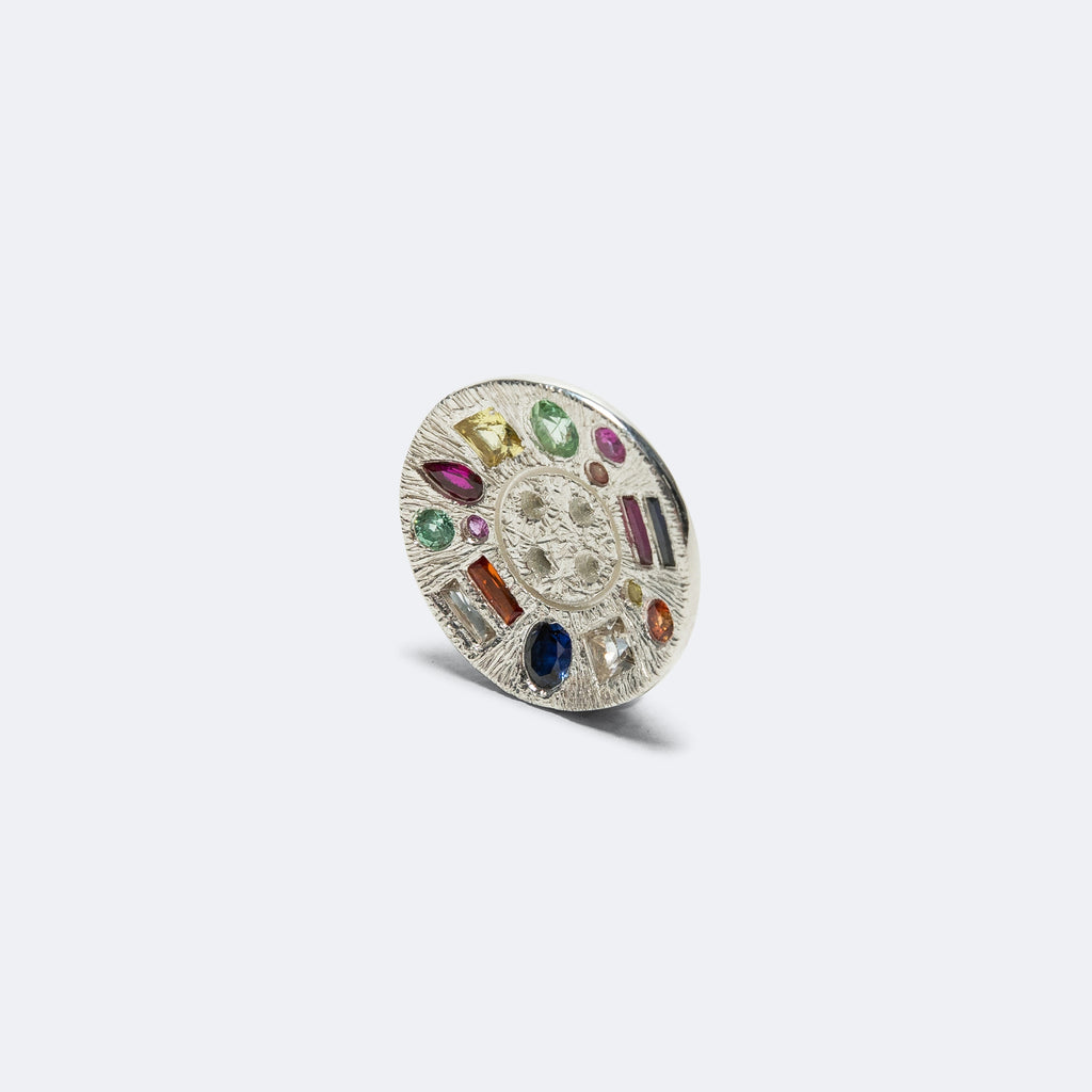 Cottage Garden Button - Rainbow Sapphires/925 Silver