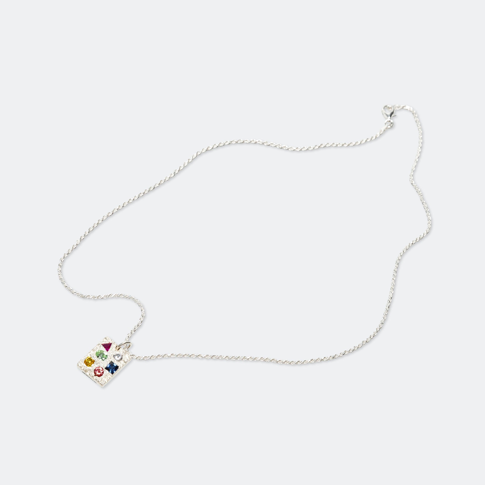 Cottage Rose Garden Pendant - Rainbow Sapphires/925 Silver