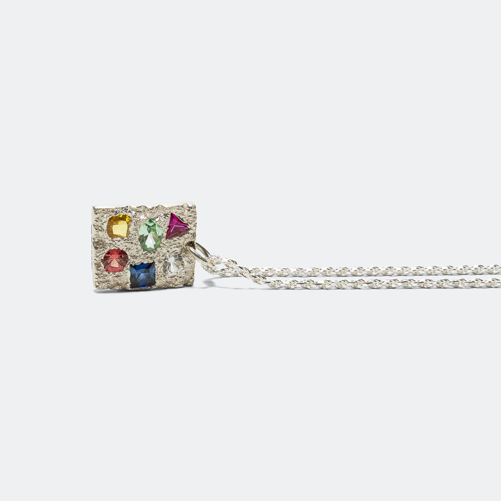 Cottage Rose Garden Pendant - Rainbow Sapphires/925 Silver